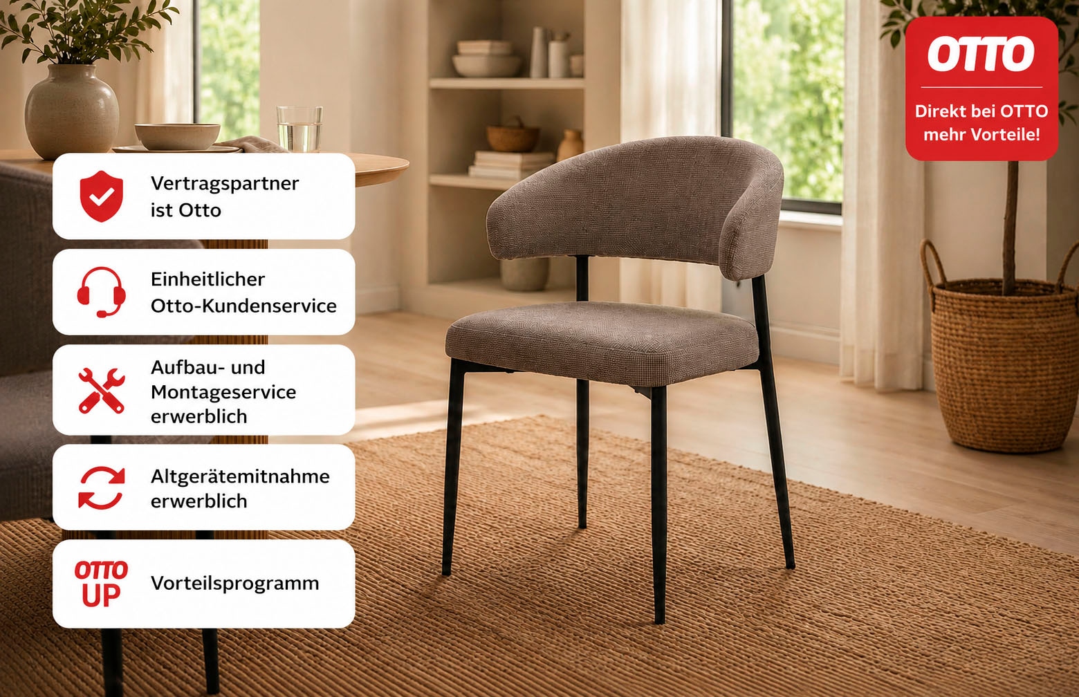 ACTONA GROUP Esszimmerstuhl »Edina 2er Set, Stoff - bequem & stilvoll, mehrere Farben, moderne« () Gepolstert, weicher Bezug & hoher Sitzkomfort, schwarze Stahlbeine