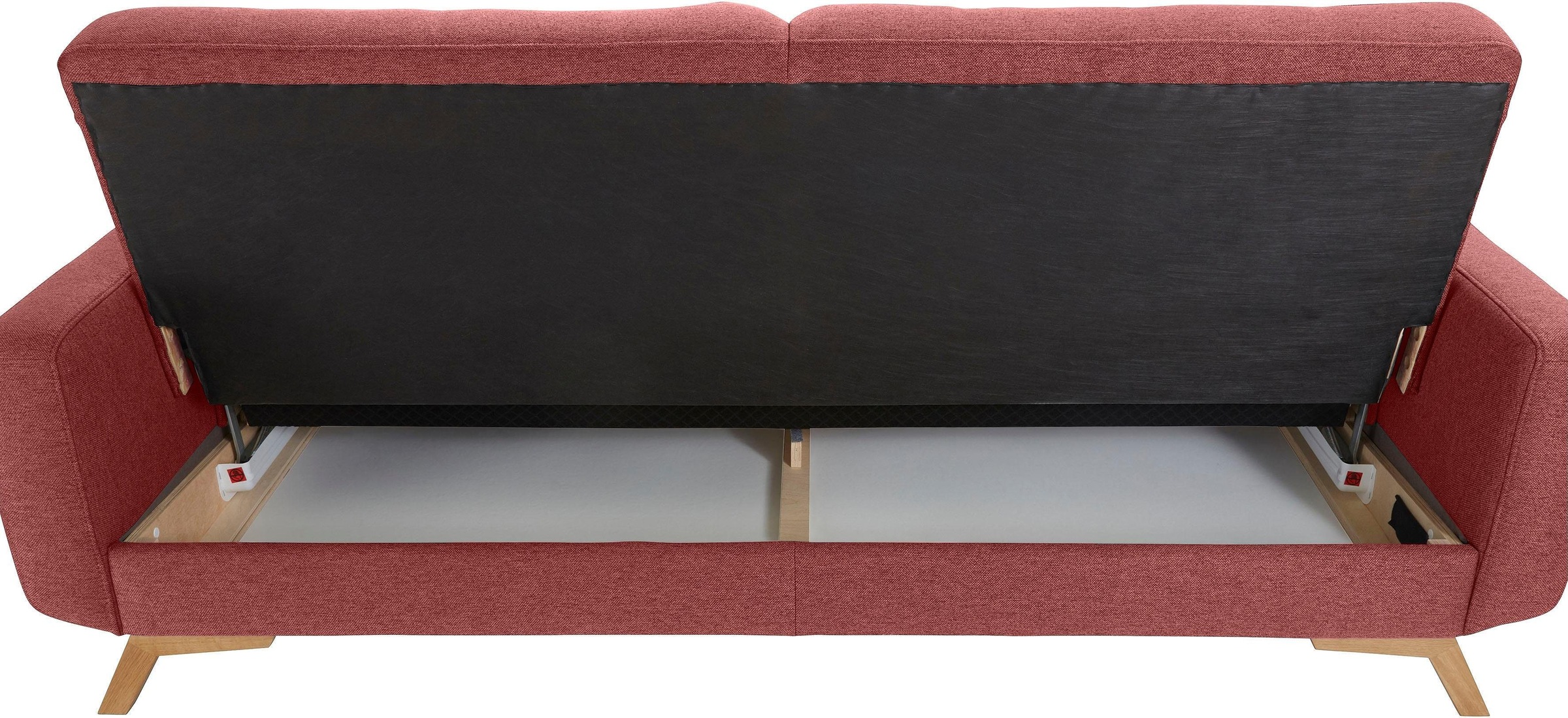 exxpo - sofa fashion 3-Sitzer »Fiord, aktuelles Design, tolle Detailverarbeitung im Sitz und Rücken«, bequem, wahlweise Kippcouch mit Bettfunktion und Bettkasten, Holzfuß