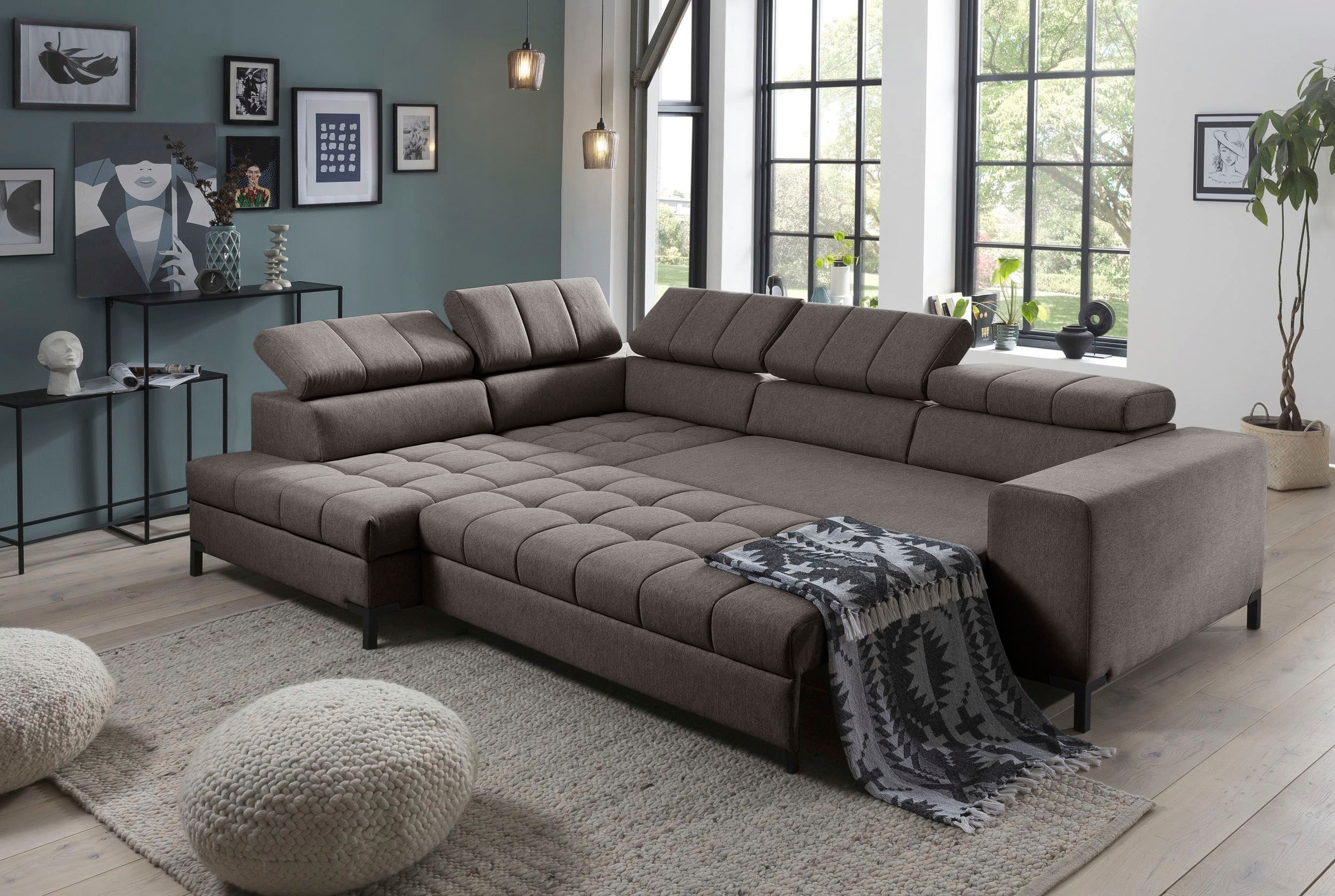 exxpo - sofa fashion Ecksofa »Bocco, hochwertige Verarbeitung, toller Sitzkomfort, bequem, L-Form«, wahlweise mit Bettfunktion u. Bettkasten, inkl. Kopfteilverstellung