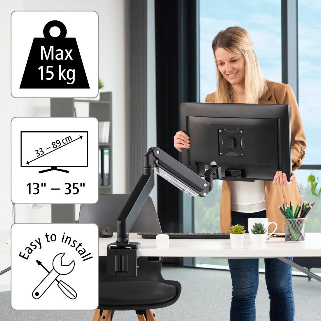 Hama Monitor-Halterung »Bildschirm Halterung, 33-89 cm (13"-35"), Schwarz«, bis 33 cm Zoll