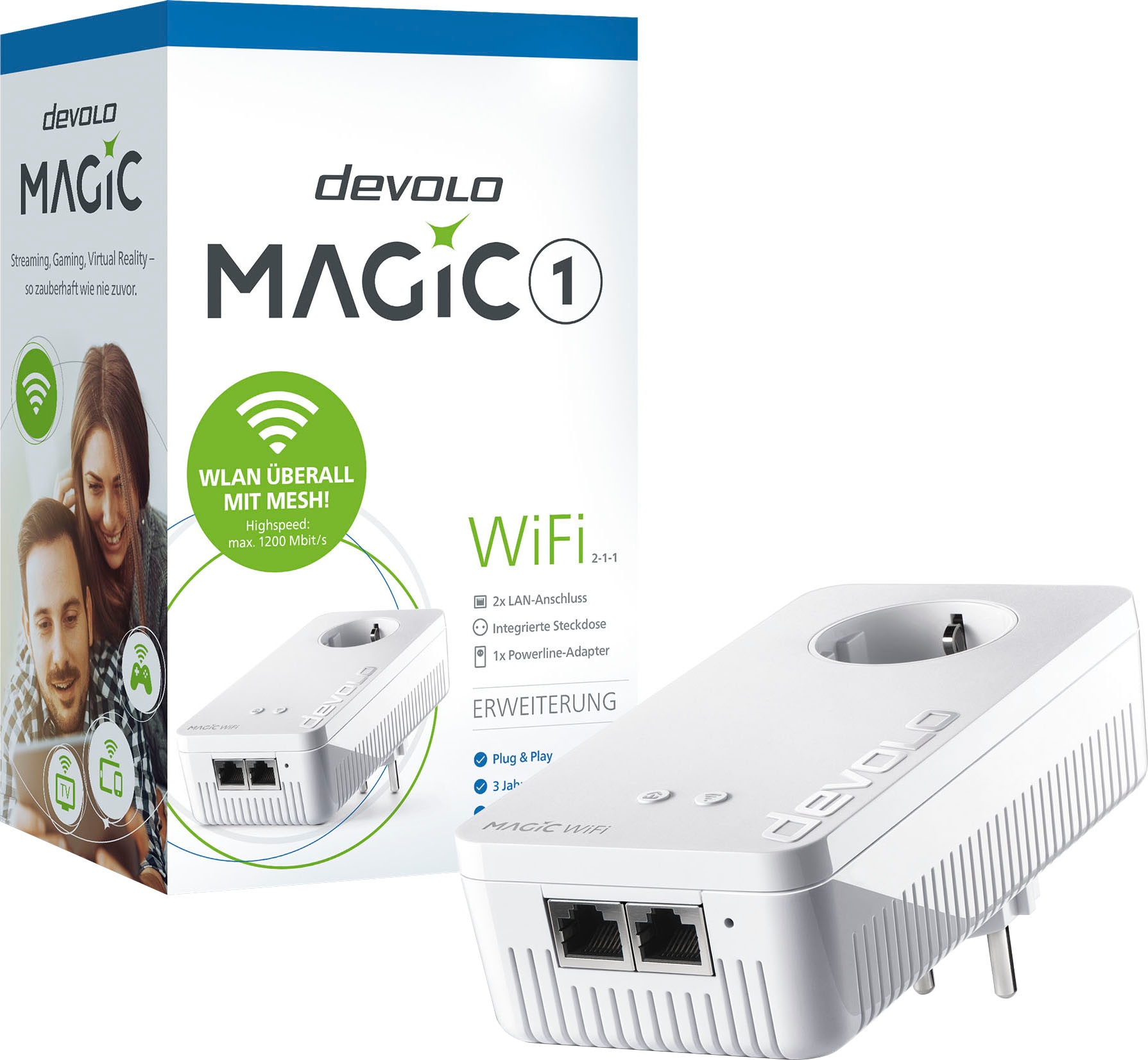 Ergänzung LAN, DEVOLO WLAN-Router WiFi »Magic + (1200Mbit, bei jetzt Powerline 2x Mesh)« ac WLAN, 1 kaufen OTTO
