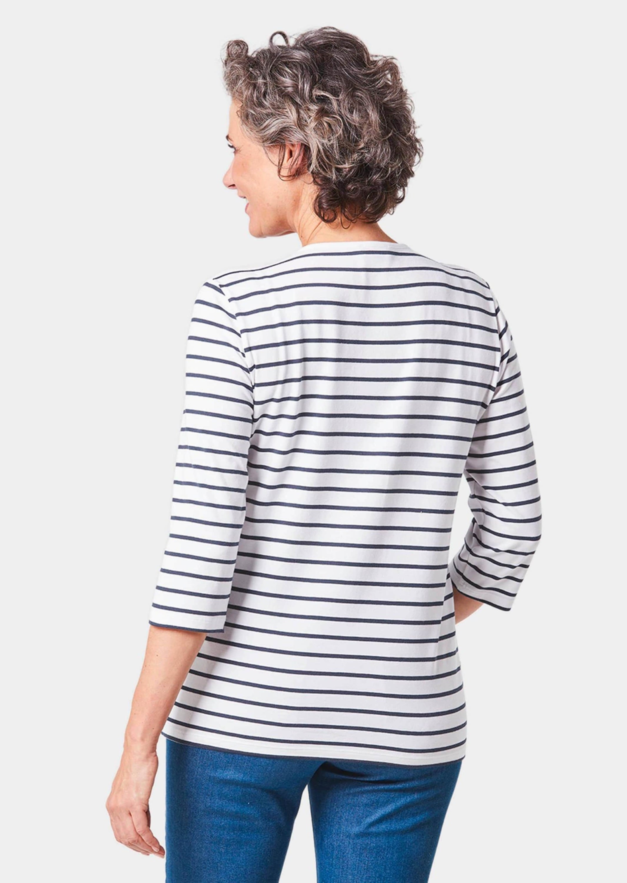 GOLDNER 3/4-Arm-Shirt »Kurzgröße Buntgewirktes Ringelshirt«