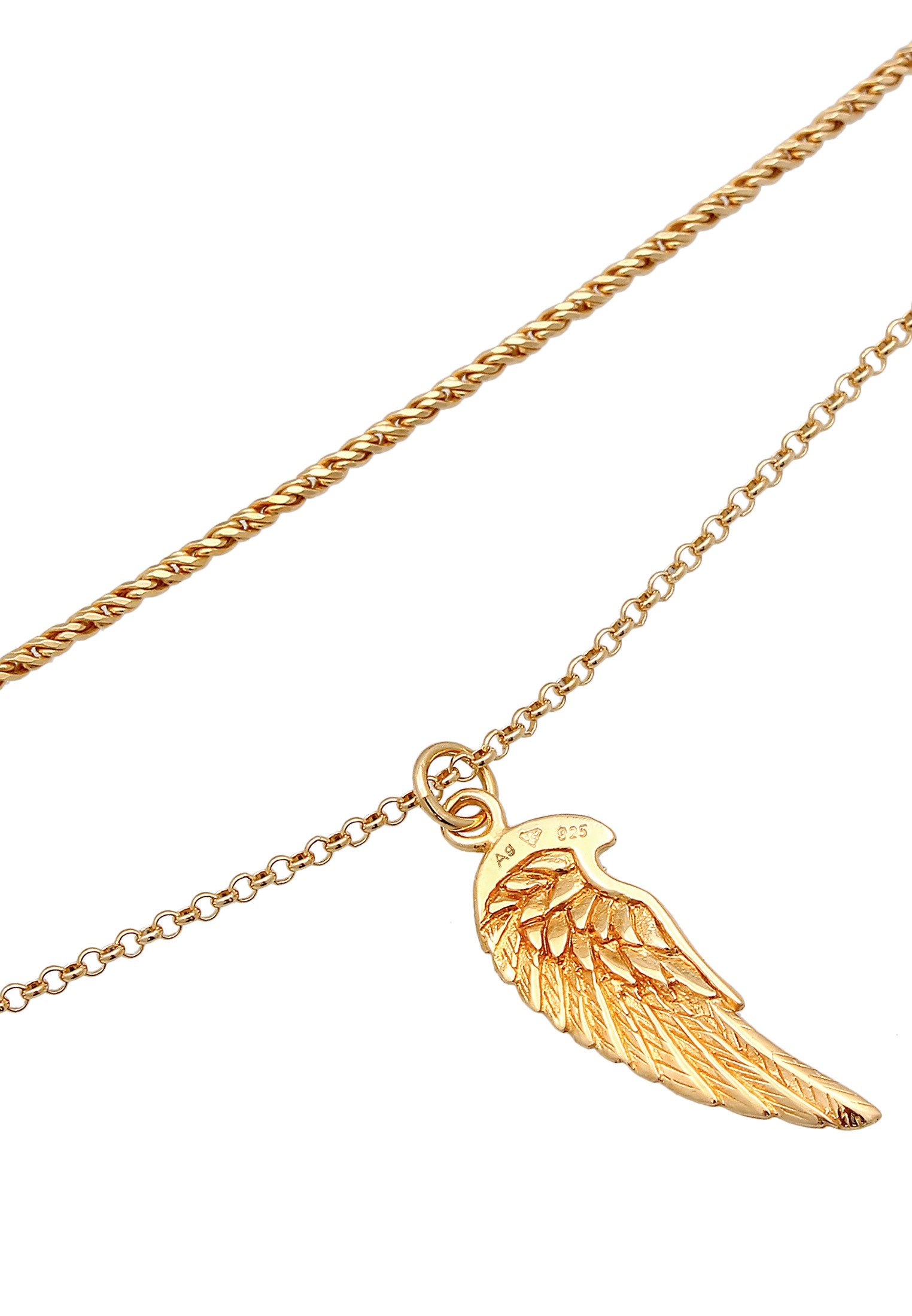 Kuzzoi Kette mit Anhänger »Halskette Herren Layer Kordel Erbskette Flügel 925 Silber«