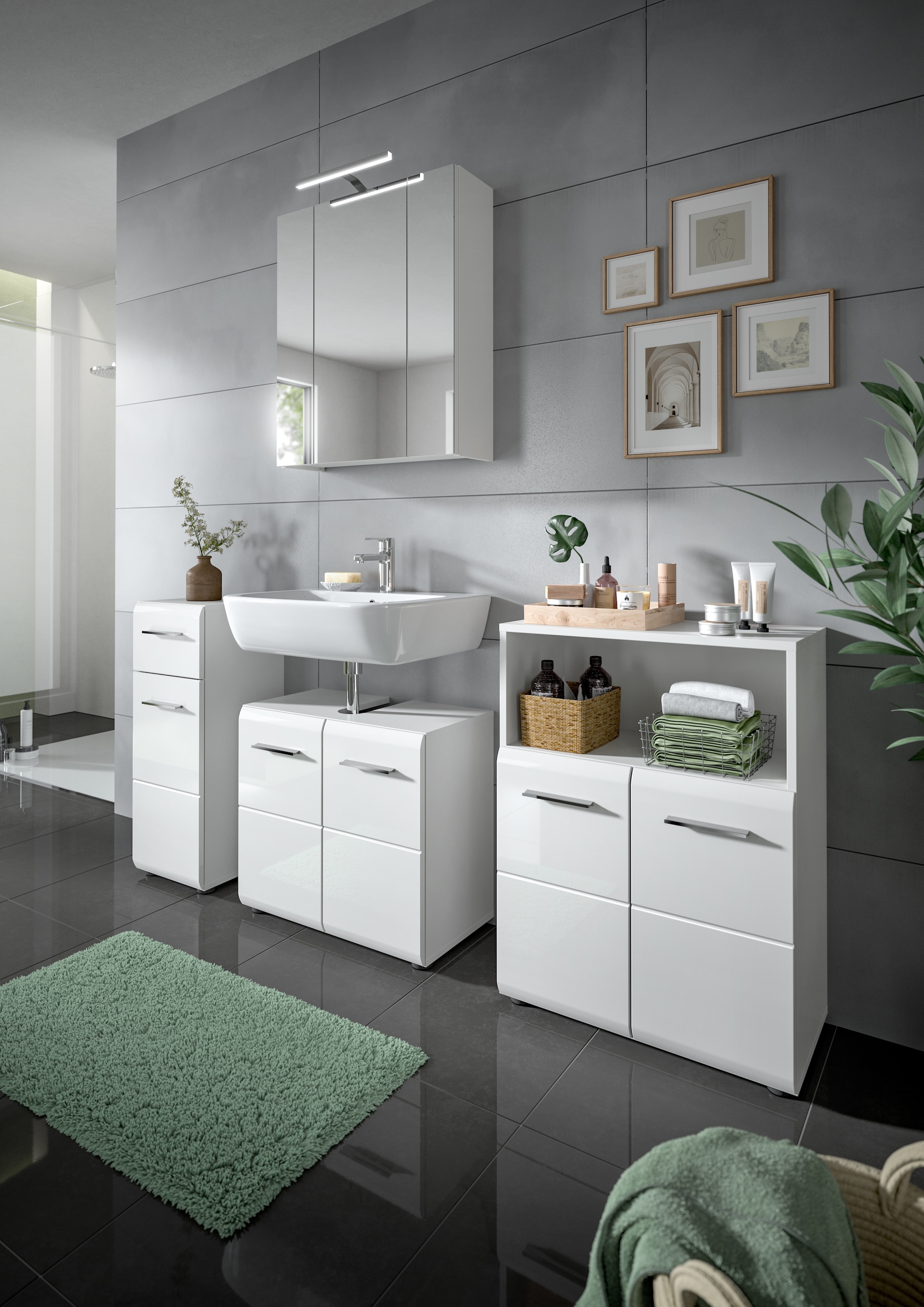 INOSIGN Waschbeckenunterschrank »FLORENZ, TOPSELLER!, Breite 60cm, 1 Einlegeboden, 2 Fächer«, mit Siphonausschnitt, Badmöbel, Badschrank, Schrank, Kommode, Bad