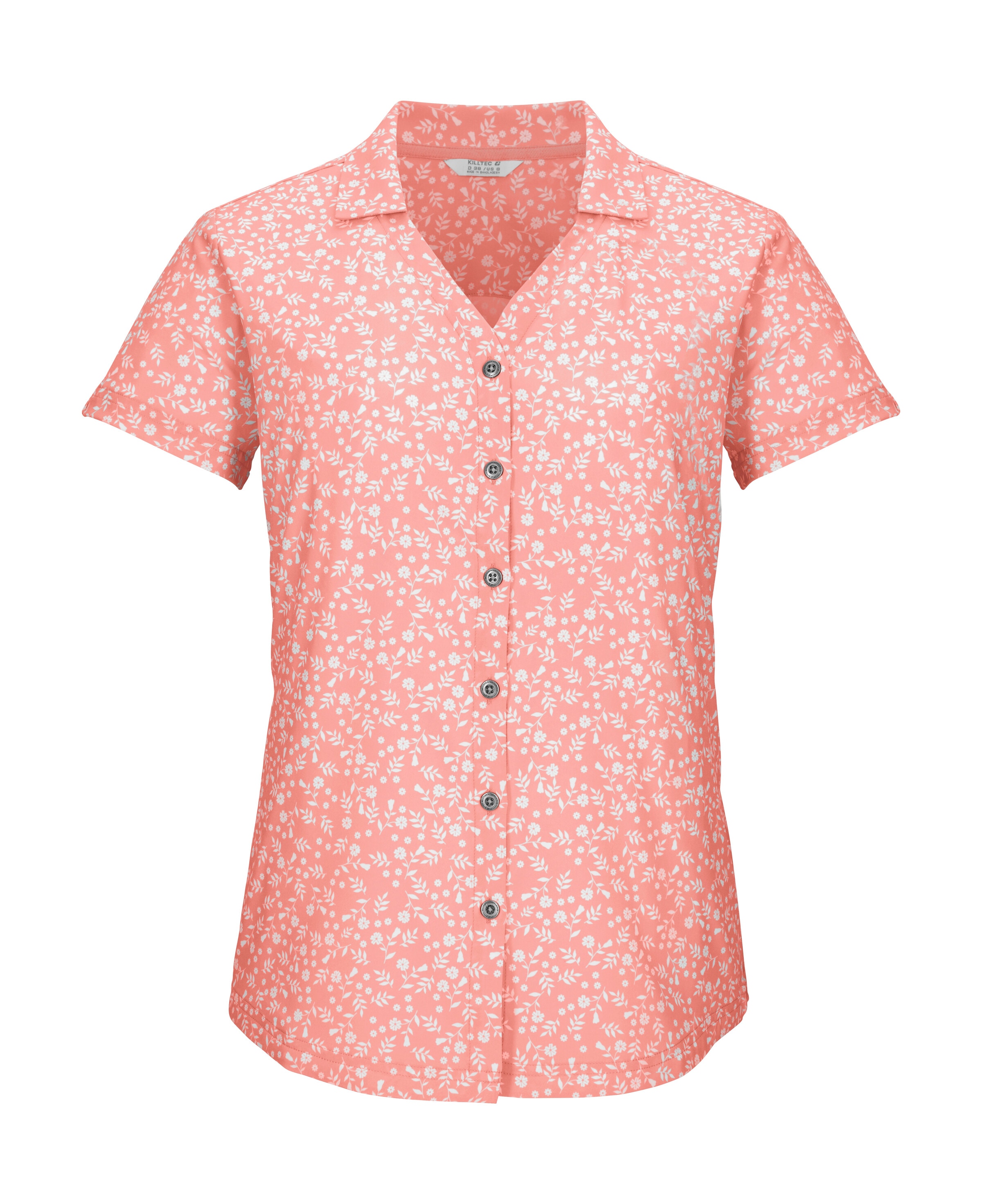 Killtec Funktionshemd »KOS 86 WMN WVN SHRT« Schnelltrocknende Damenbluse mit floralem Print und Zierriegeln