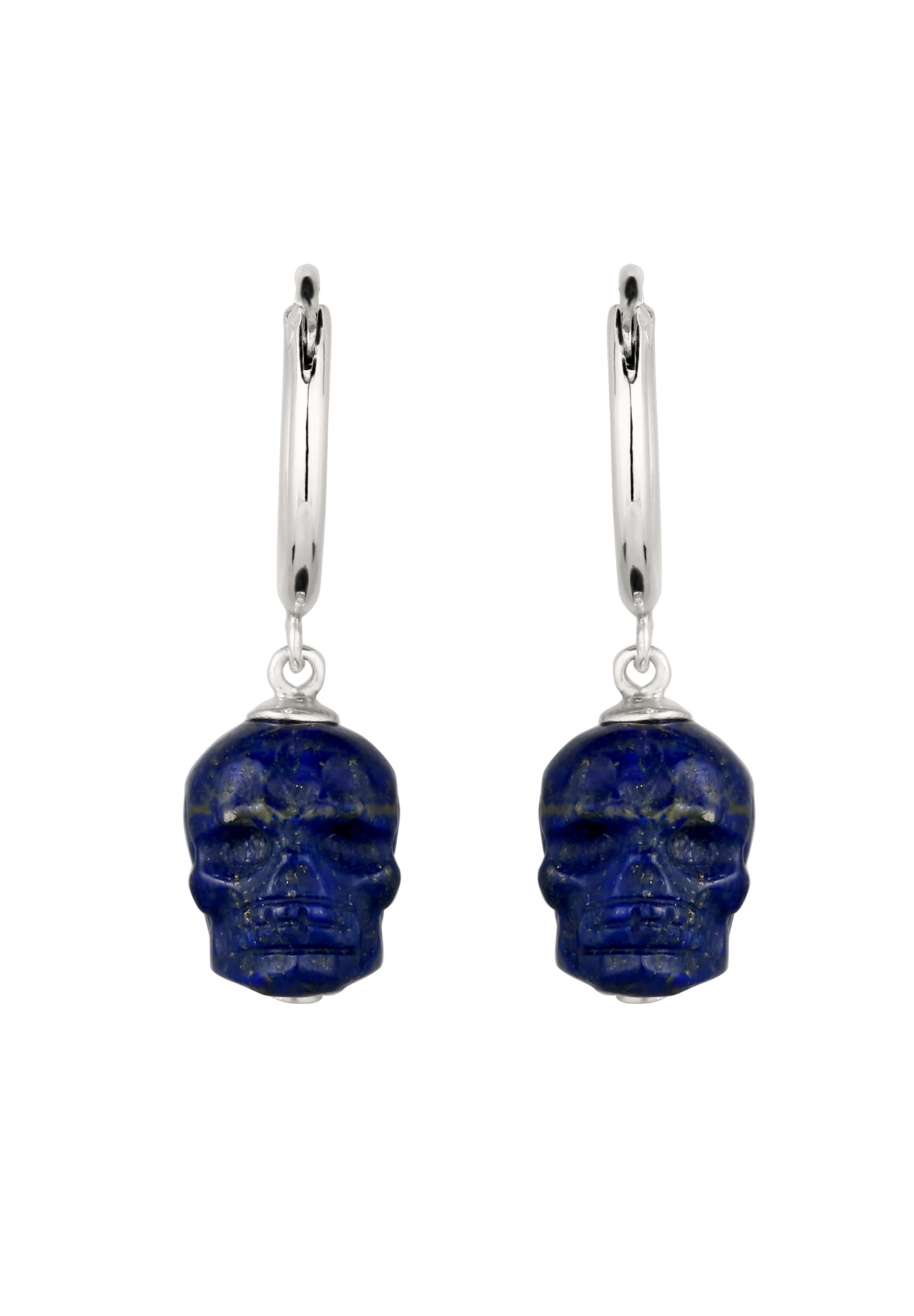 Kuzzoi Paar Creolen »Ohrringe Creole Totenkopf Lapis Lazuli Blue 925 Sterling Silber«