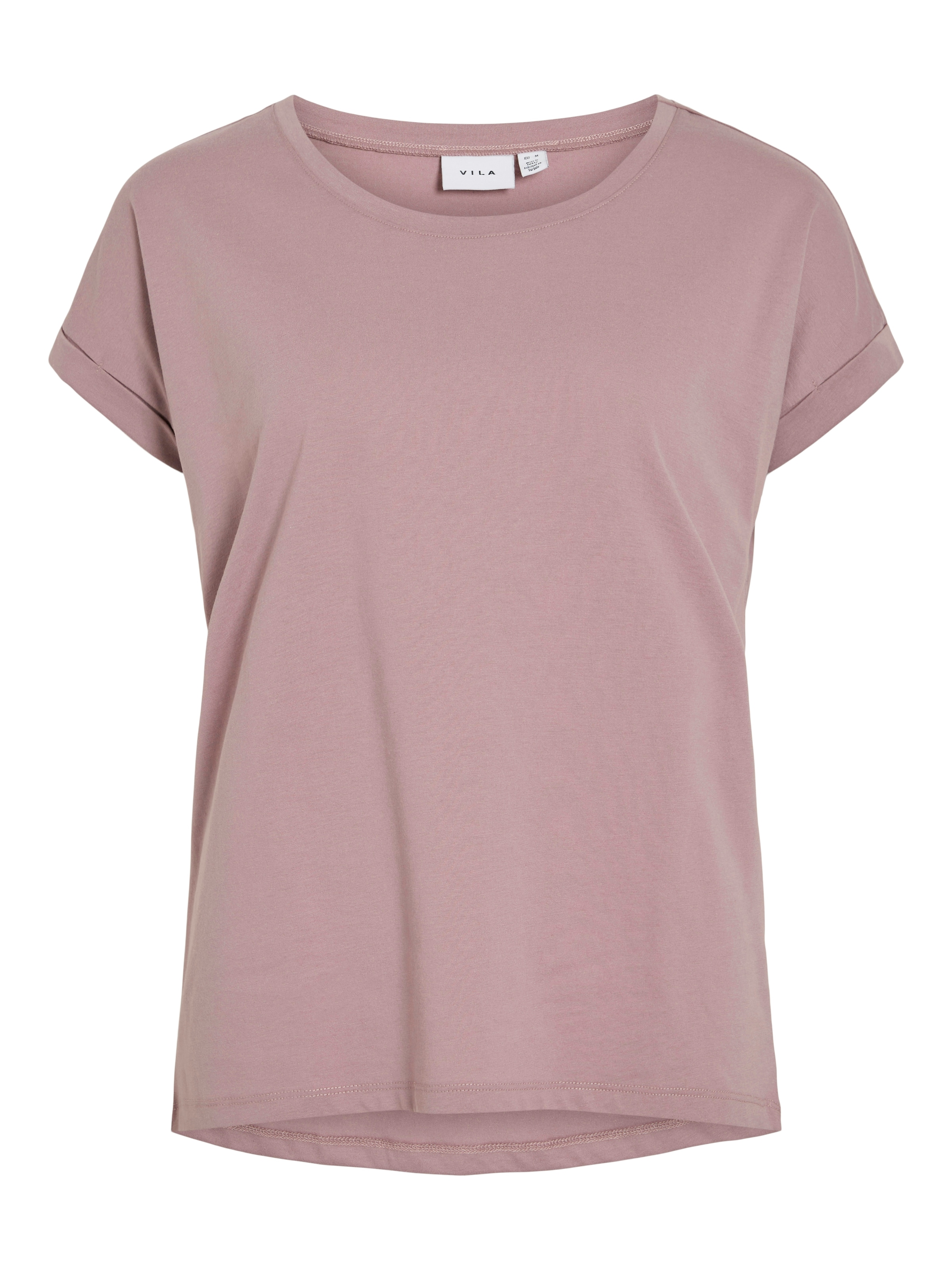 Vila Rundhalsshirt »VIDREAMERS NEW PURE T-SHIRT/SU-NOOS«, Basic Damen-T-Shirt mit Rundhalsausschnitt und umgeschlagenen Ärmeln