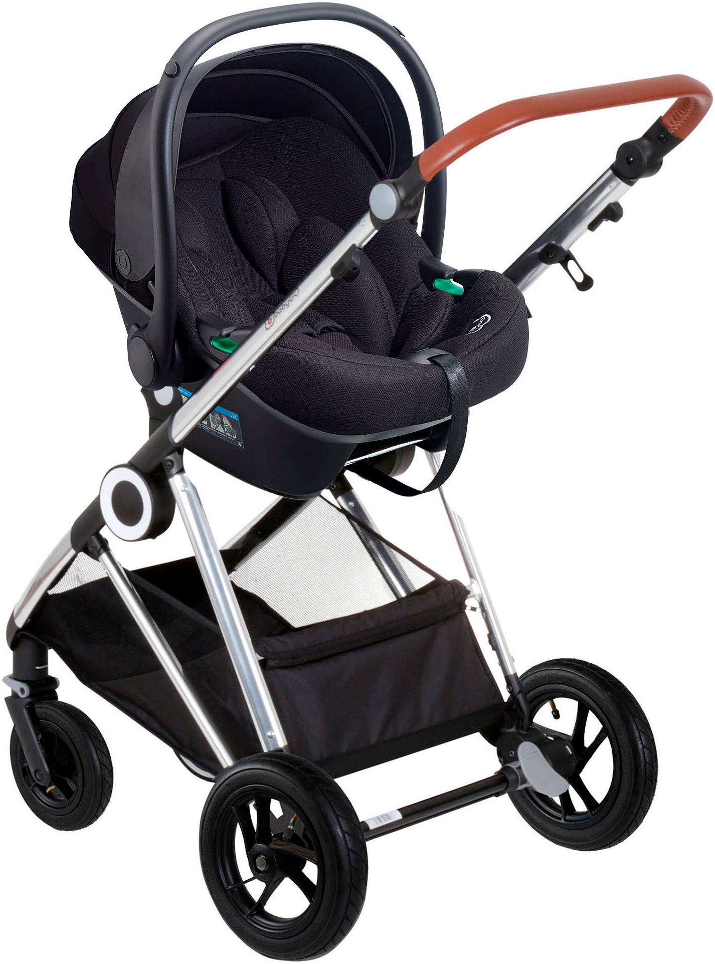 BabyGo Kombi-Kinderwagen »Halime AIR 3in1«, mit Luftreifen, inkl. Babywanne, Babyschale, Regenhaube & Wickeltasche