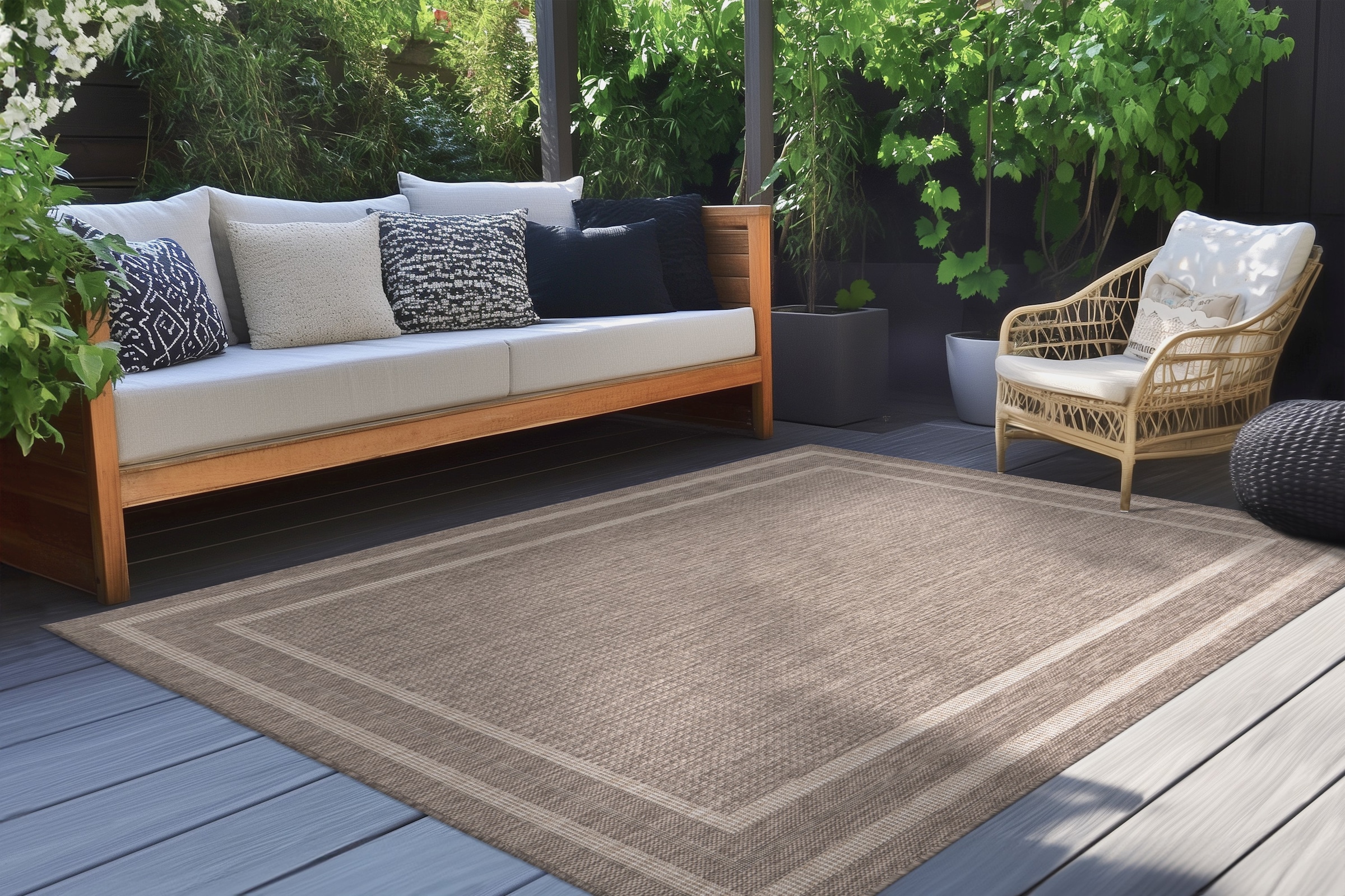 Kayoom Teppich »Nibru 325« rechteckig 5 mm Höhe Flachgewebe, In- und Outdoor geeignet, schnell trocknend