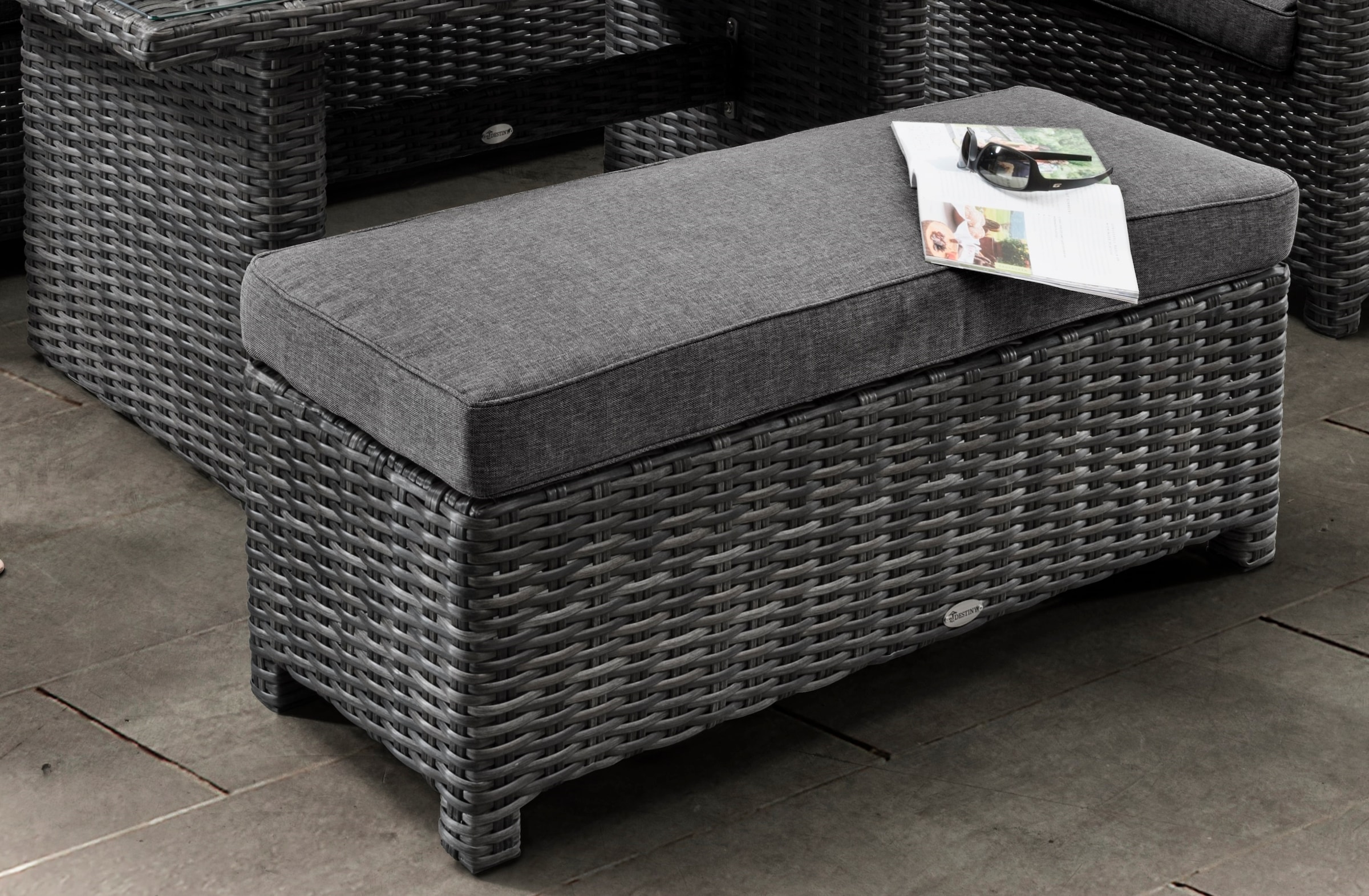 Destiny Gartenlounge-Set »SANTA PONSA DE LUXE«, (20 tlg., 2x Schenkel, 1x Fußhocker, 1x Bank, 1x Tisch, inkl. Auflagen), Aluminium, Polyrattan
