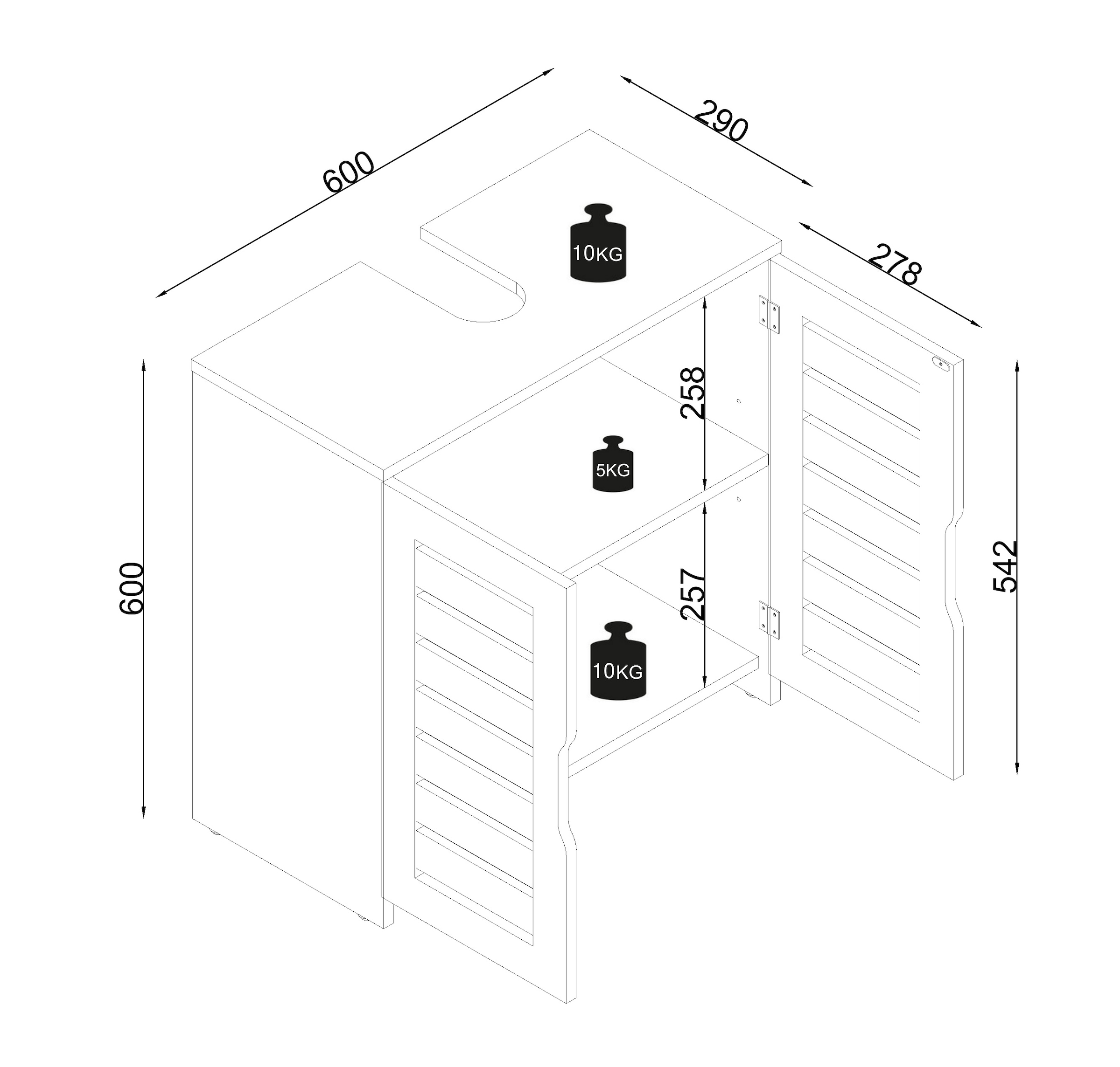 VCM Waschbeckenschrank »Holz Badschrank Badunterschrank Waschbecken Flonali« 1 Stk. tlg.