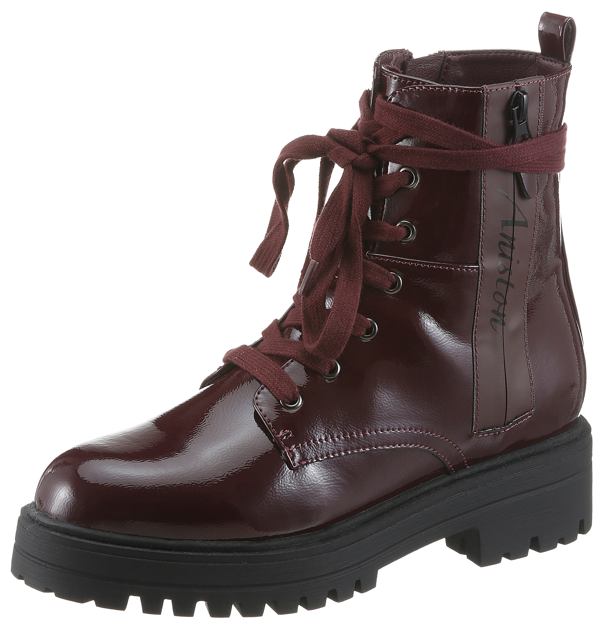 Aniston SHOES Schnürboots  Ankle Boots mit Reißverschluss, in Glanz-Optik - NEUE KOLLEKTION