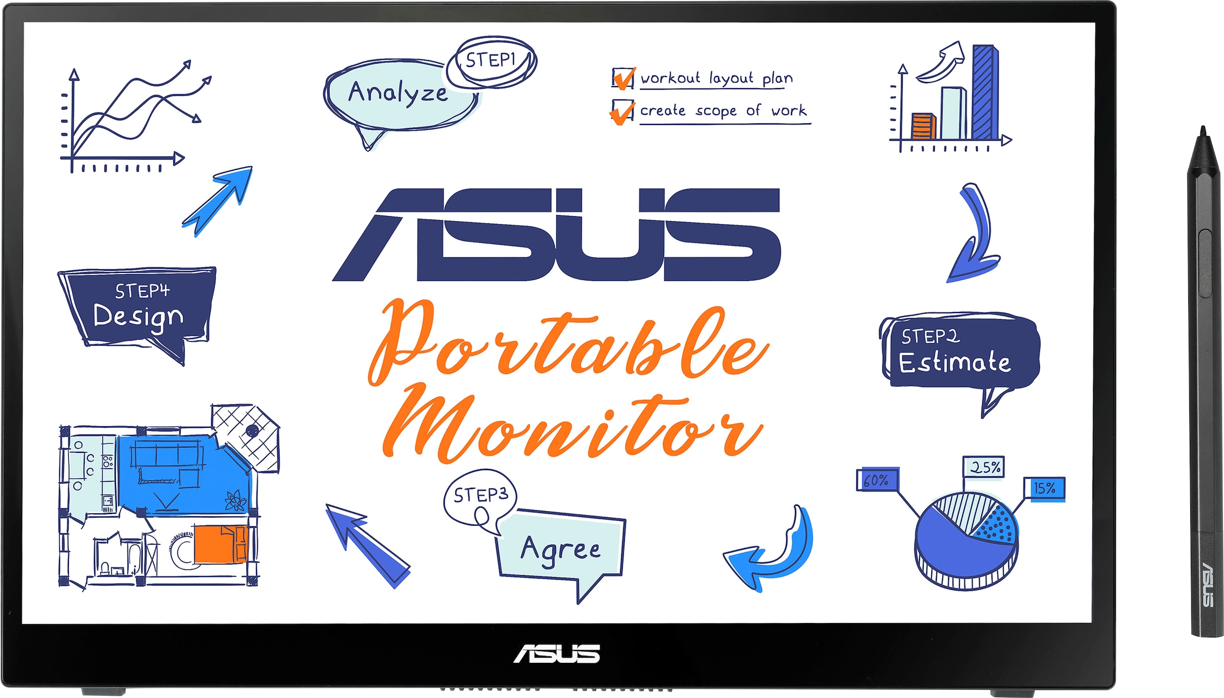 Asus Portabler Monitor »MB14AHD«, 36 cm/14 Zoll, 1920 x 1080 px, Full HD, 5 ms Reaktionszeit, 60 Hz