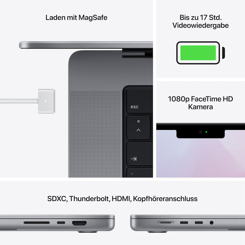 Apple Notebook »MacBook Pro 14 MKGP3«, 35,97 cm, / 14,2 Zoll, Apple, M1 Pro, 512 GB SSD, 8-core CPU