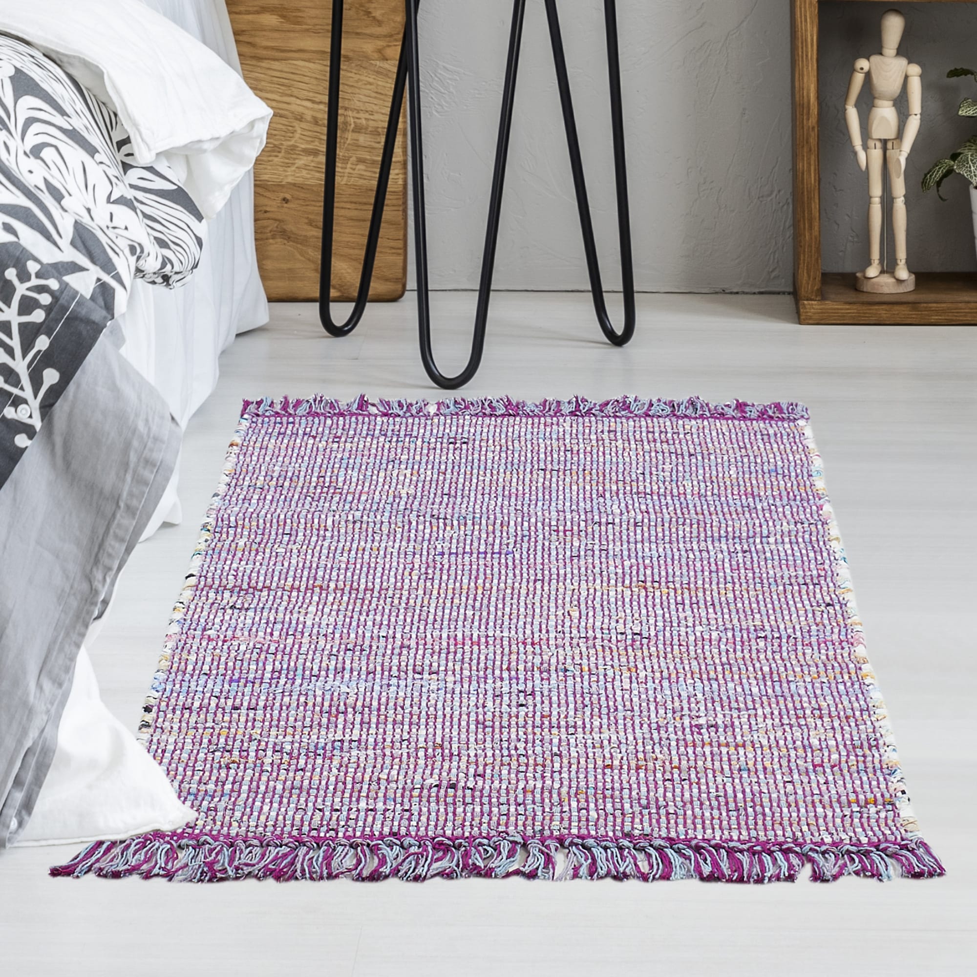 Andiamo Teppich »Frida« rechteckig 8 mm Höhe Handweb Teppich, Fleckerl, reine Baumwolle, handgewebt, mit Fransen