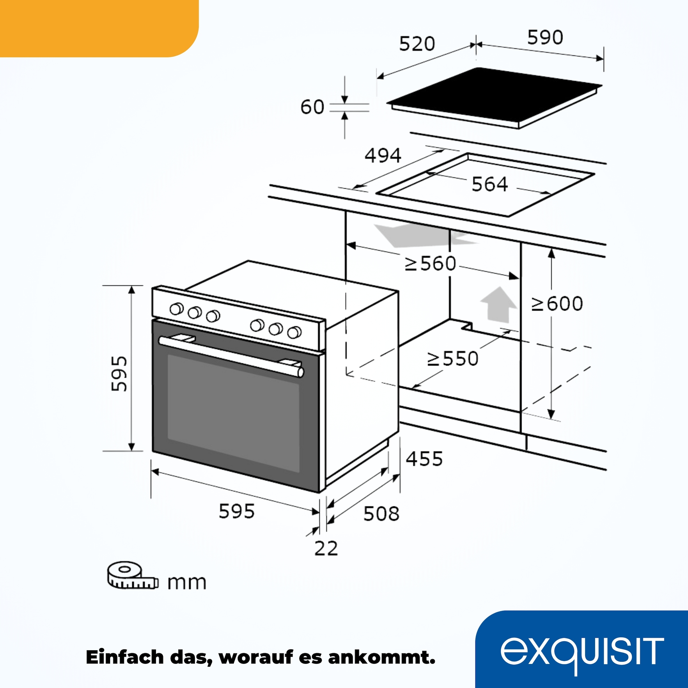 exquisit Elektro-Herd-Set »EHE157-UBZ-020 schwarz«