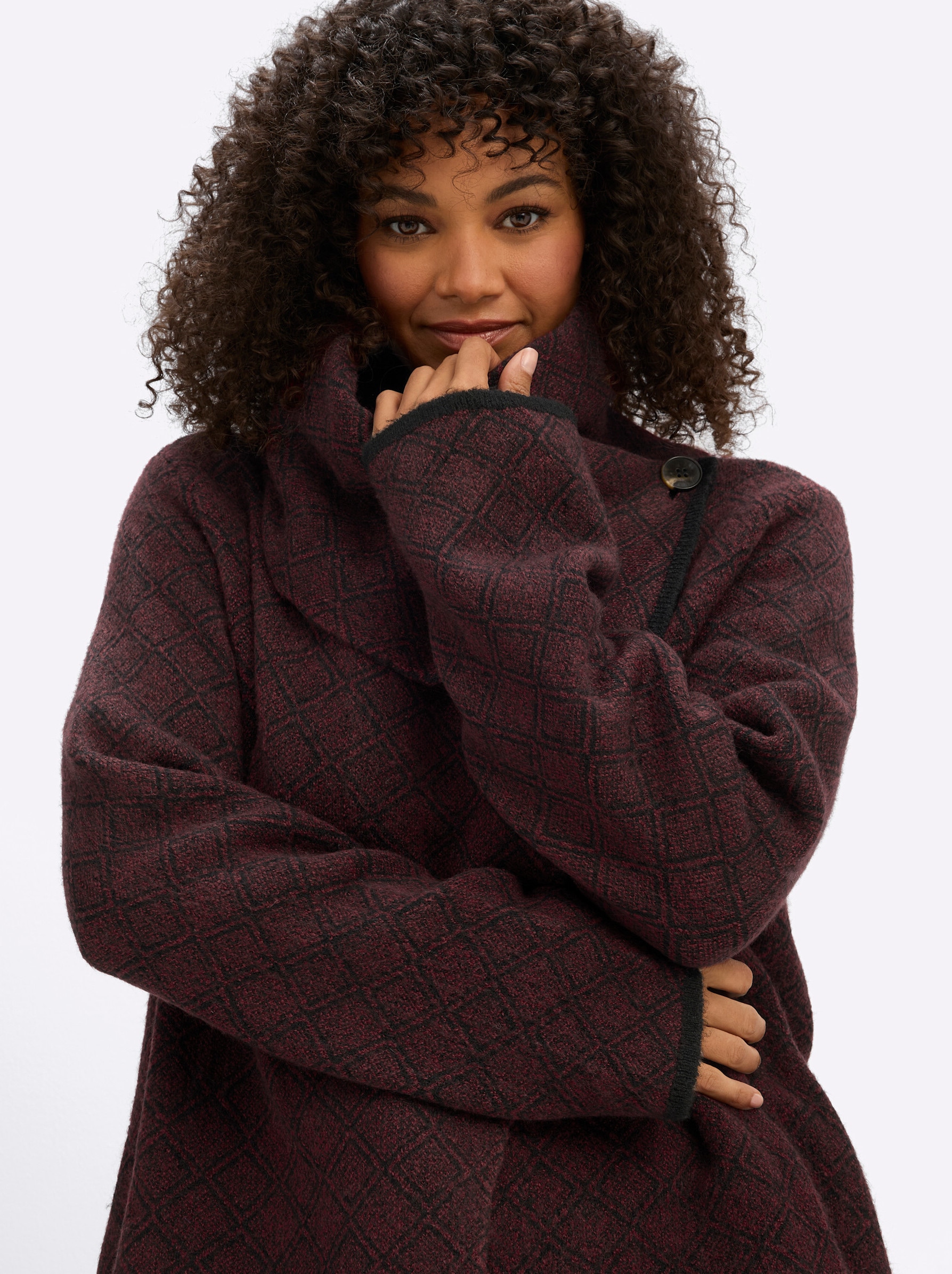 sheego by Joe Browns Cardigan »Jacquard-Strickjacke Jacquardstrickjacke mit asymmetrischem Fall«