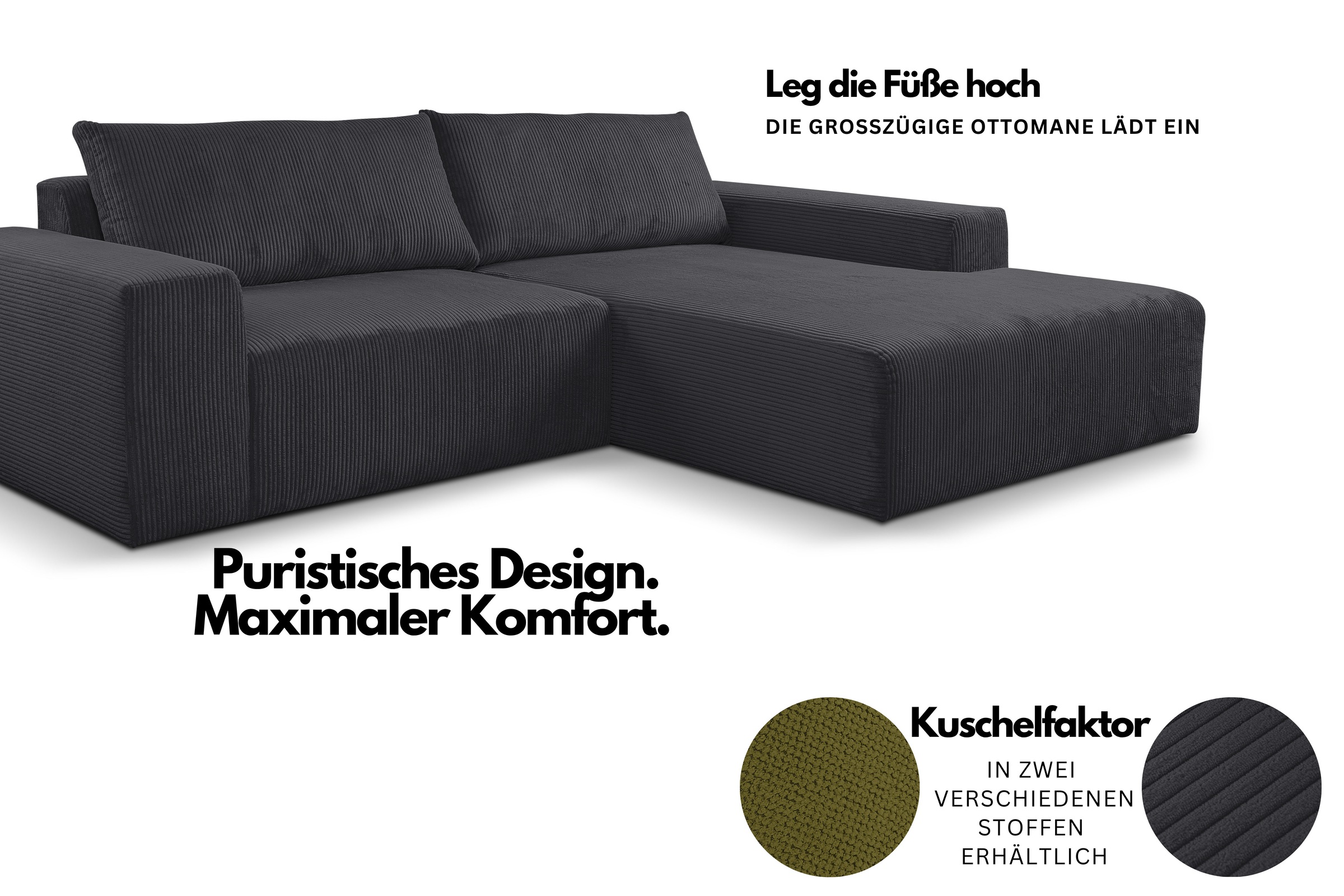 WERK2 Ecksofa »Rio, elegant & bequem, Breite 262 cm, L-Form« Puristisches Design mit maximalem Komfort