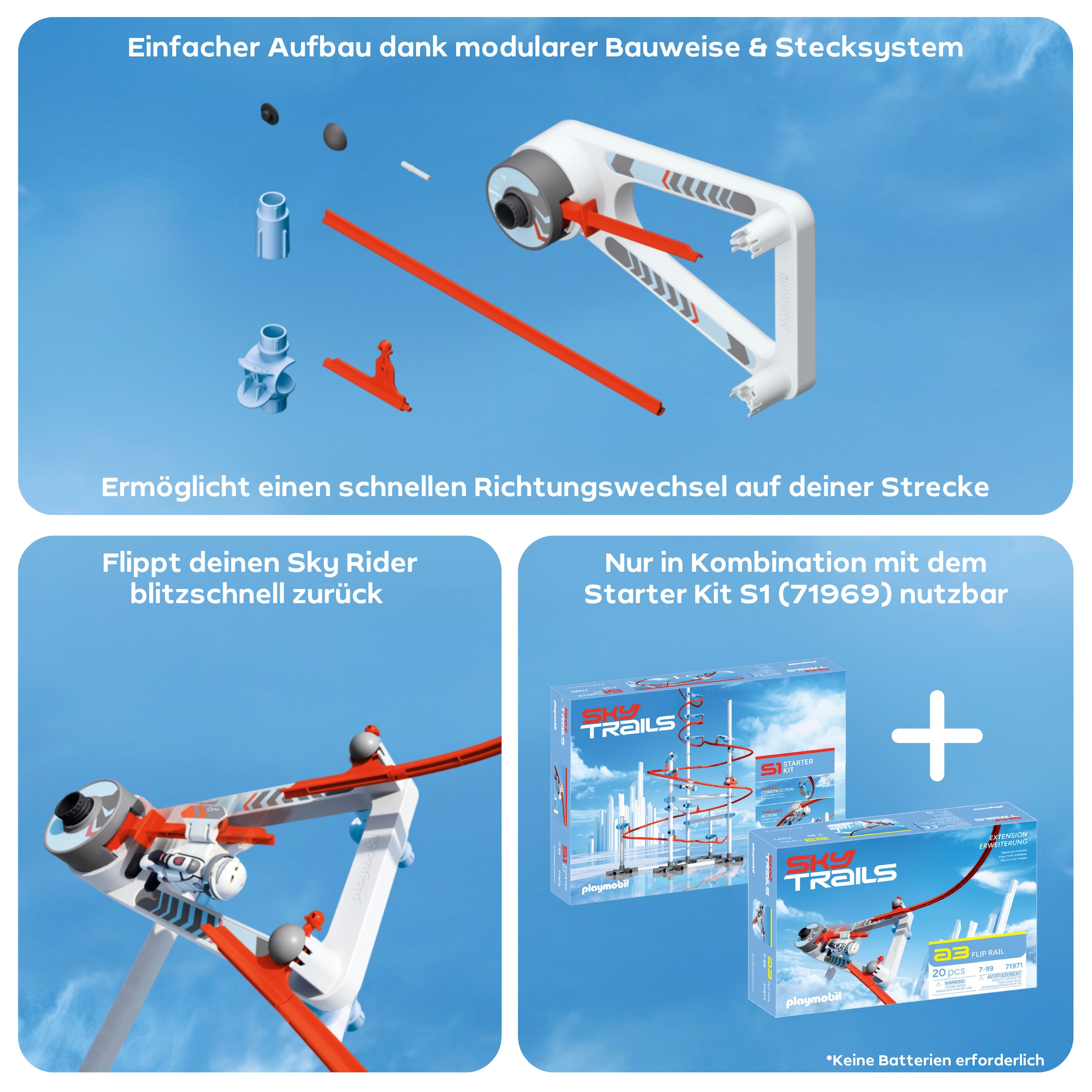 Playmobil® Konstruktions-Spielset »Flip Rail e1 (71971), Sky Trails«, (20 St.), Made in Europe