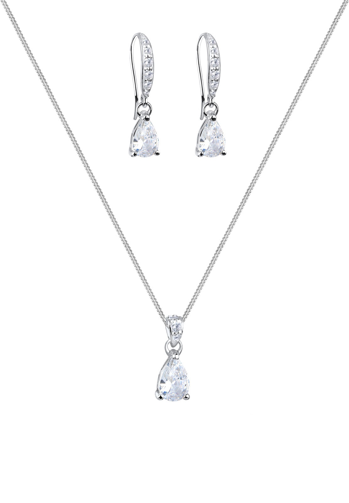 Elli Ohrring und Ketten Set »Schmuckset Ohrhänger und Anhänger mit Zirkonia 925 Sterling Silber«
