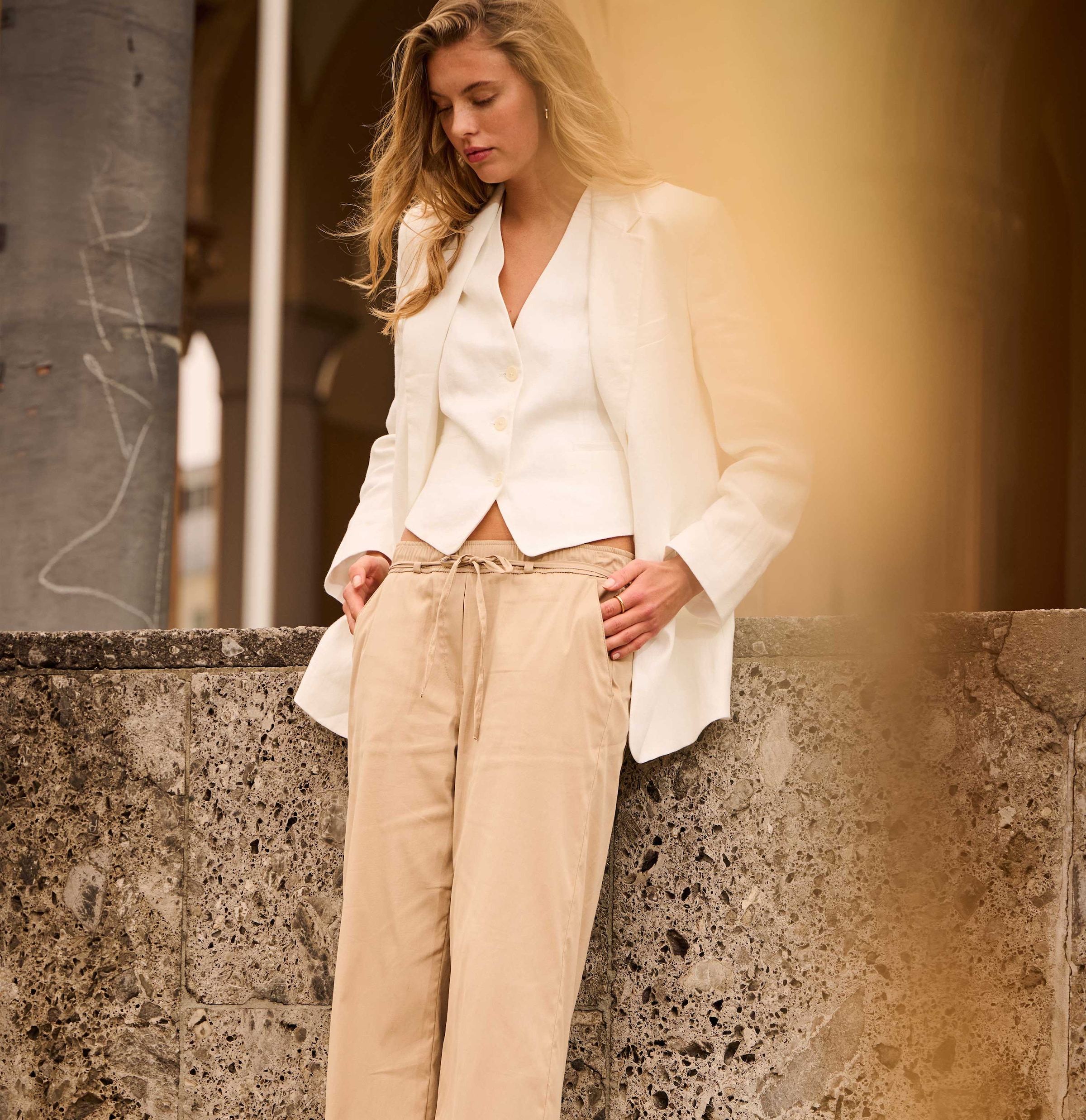 MAC 7/8-Hose »CHIARA BELT cropped«  Wide Fit, mit geradem, weitem Bein