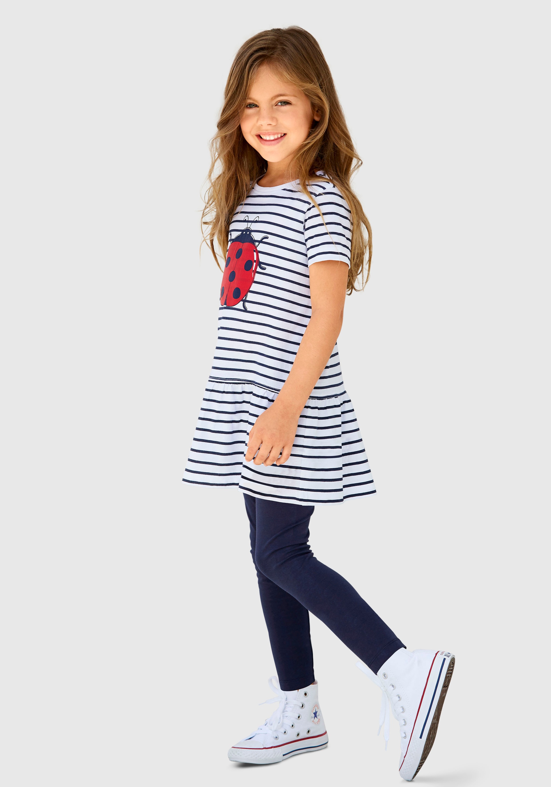 KIDSWORLD Longshirt & Leggings, (Set, 2 tlg.), mit niedlichem Marienkäfermotiv