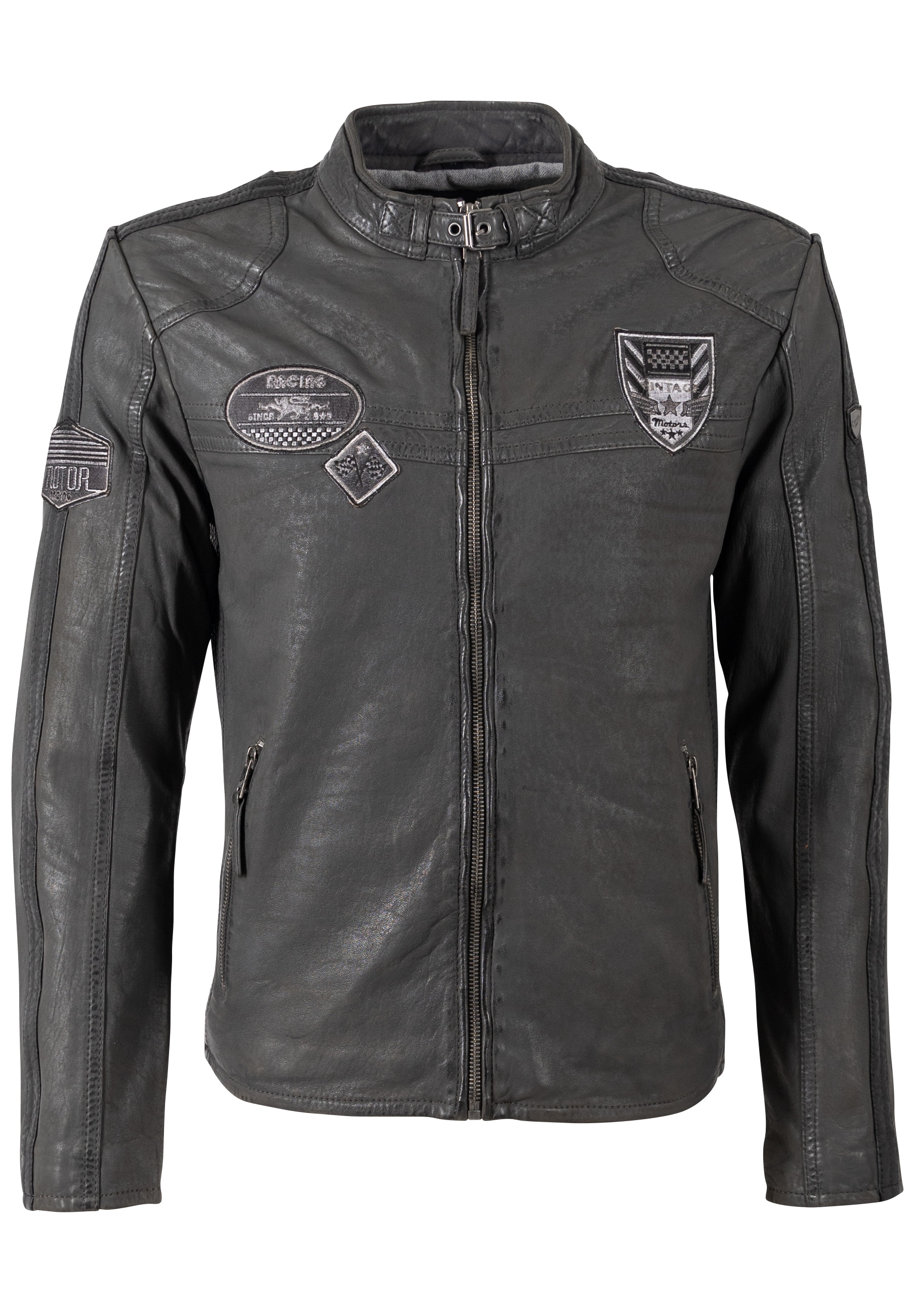 Mauritius Lederjacke »MMTorbu« mit Lederbadges im Racing-Stil
