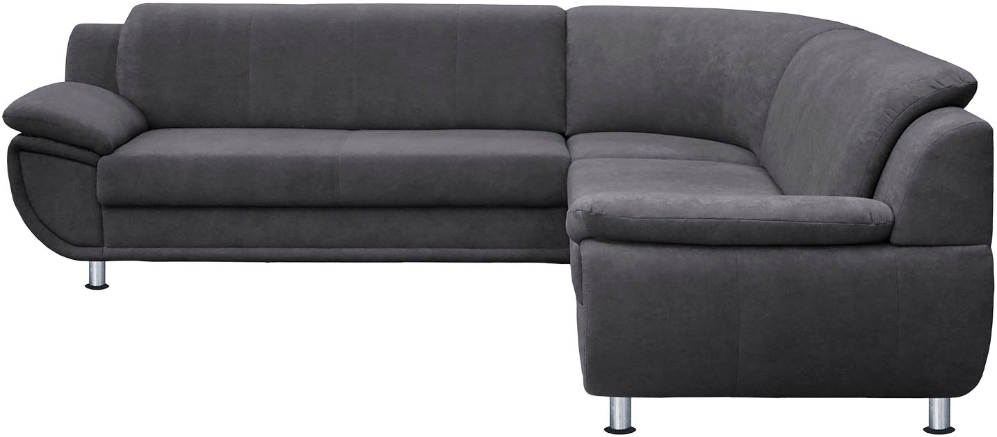 TRENDMANUFAKTUR Ecksofa »Rondo wahlweise mit Schlaffunktion, bequeme Armlehnen« L-Form, wahlw.mit Federkern, Füße chromfarben, Unser Dauertiefpreis