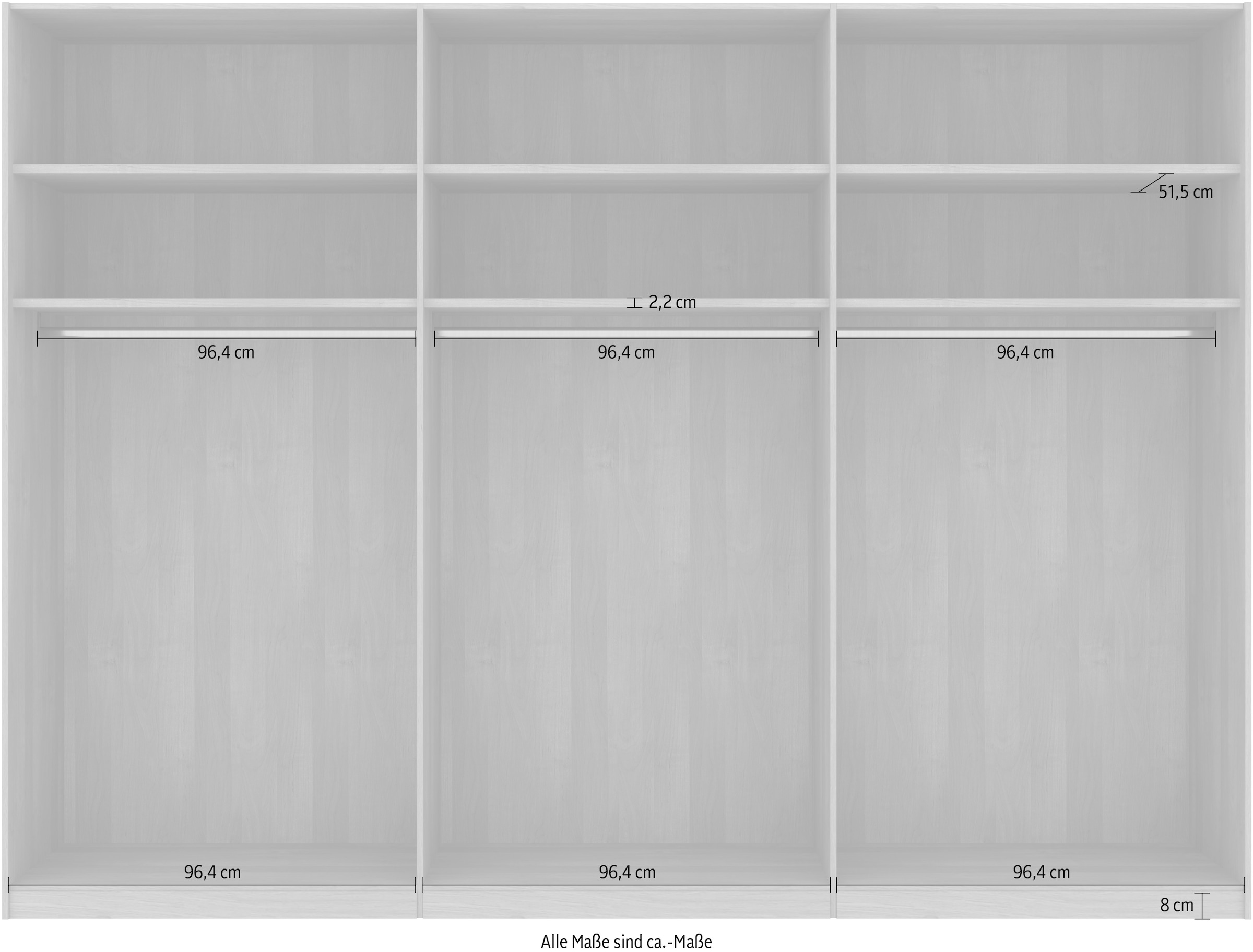 Musterring Schwebetürenschrank »Savona, Kleiderschrank, Schrank, Garderobe, mit Schiebetüren«, (Teilmassiv Bianco-Eiche, mit Spiegel oder Glas, MADE IN GERMANY), Türen Bianco-Eiche massiv, Spiegel-/Glastüren, eingelegte Chromleiste