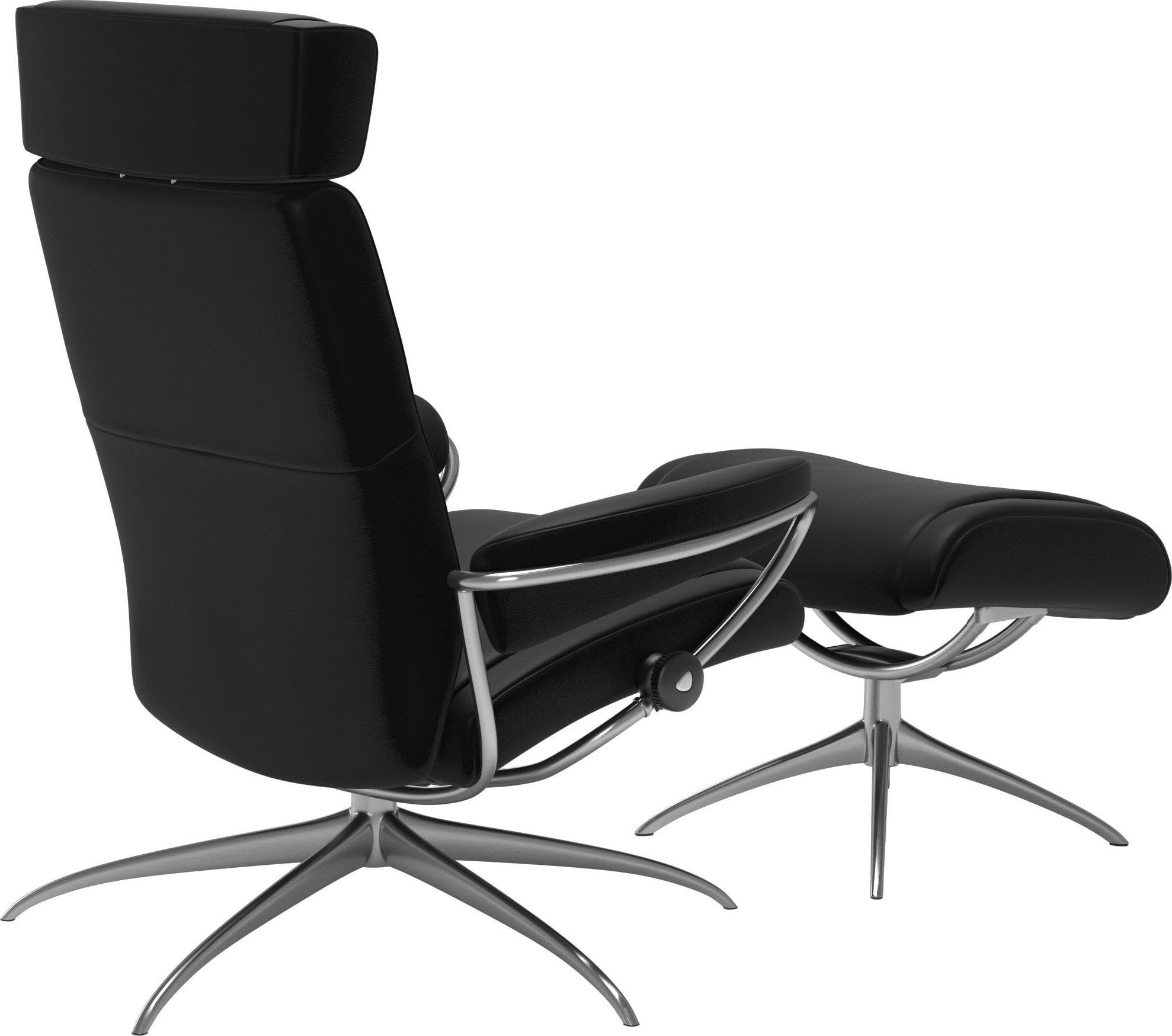 Stressless® Relaxsessel »Paris«, (Set, Relaxsessel mit Hocker), mit Hocker, Low Back mit Kopfstütze, mit Star Base, Gestell Chrom