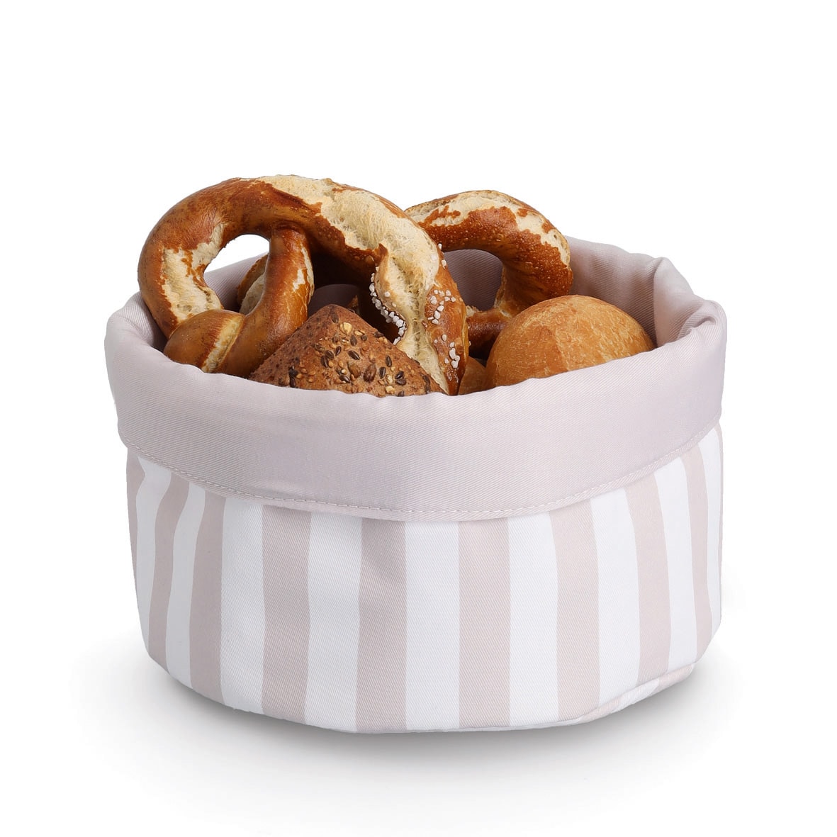Zeller Present Brotkorb »Brotbeutel "Stripes", 3er Set« wendbar, Baumwolle/Polyester, beige/weiß, ca. Ø23x13 cm