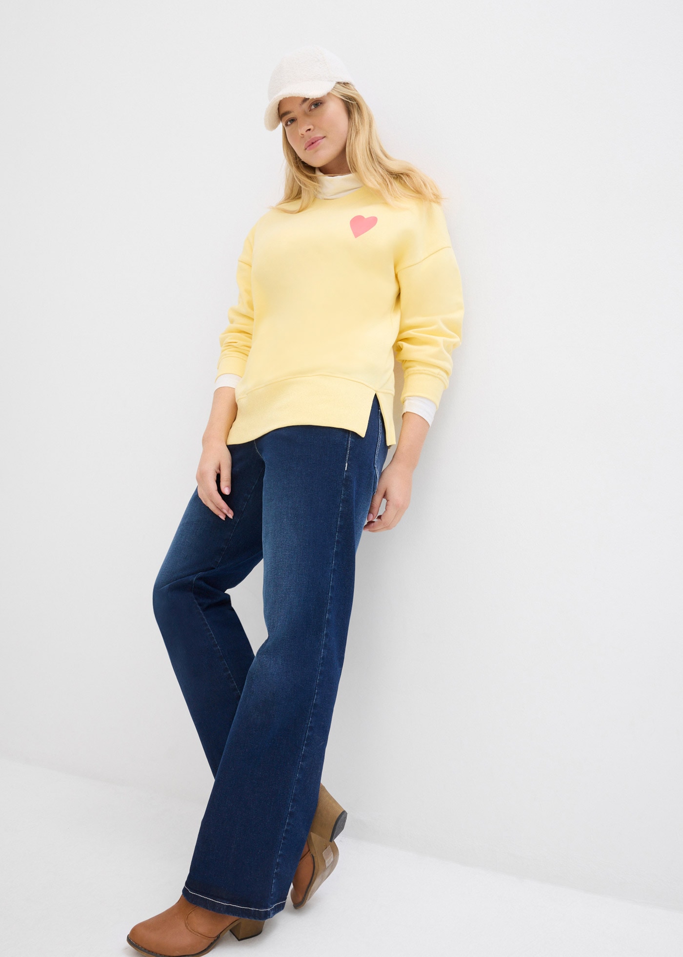 bonprix Sweatshirt , lässiger Schnitt, überschnittene Schulter, Oversize-Passform
