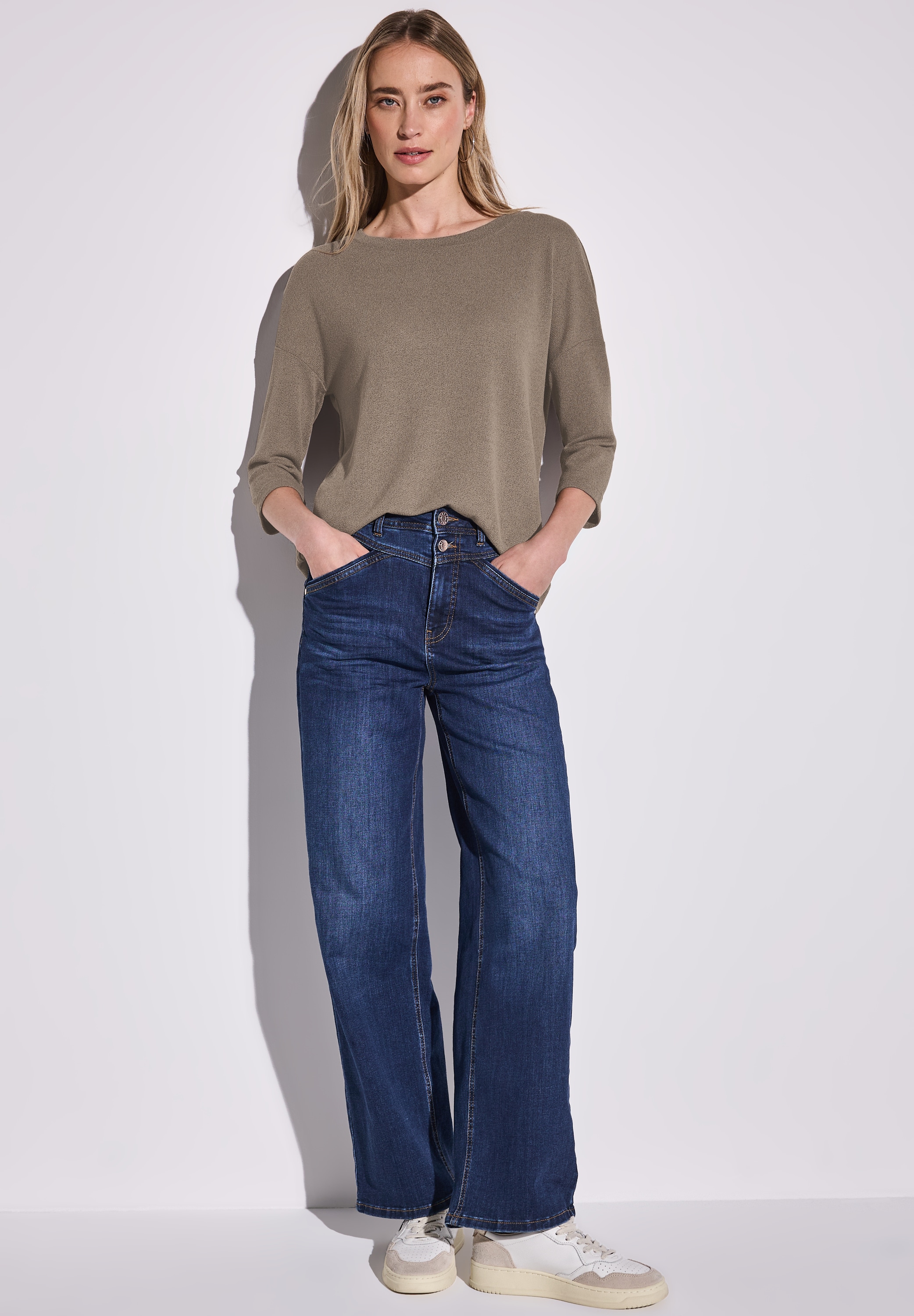 STREET ONE T-Shirt, 3/4-Arm und im Strick-Look
