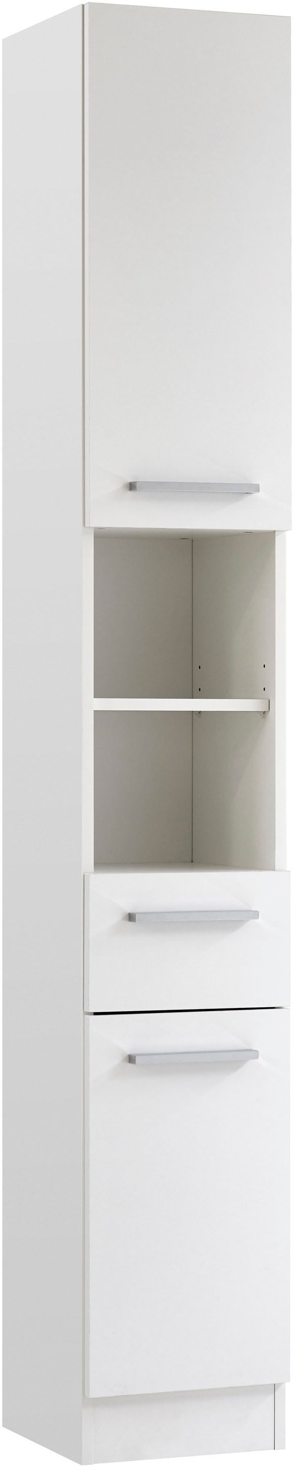Saphir Badmöbel-Set »Quickset 335 5-teilig, Waschbeckenunterschrank mit LED-Spiegelschrank«, (5 St.), Hochschrank, Unterschrank, Hängeschrank, inkl. Türdämpfer, 9 Türen
