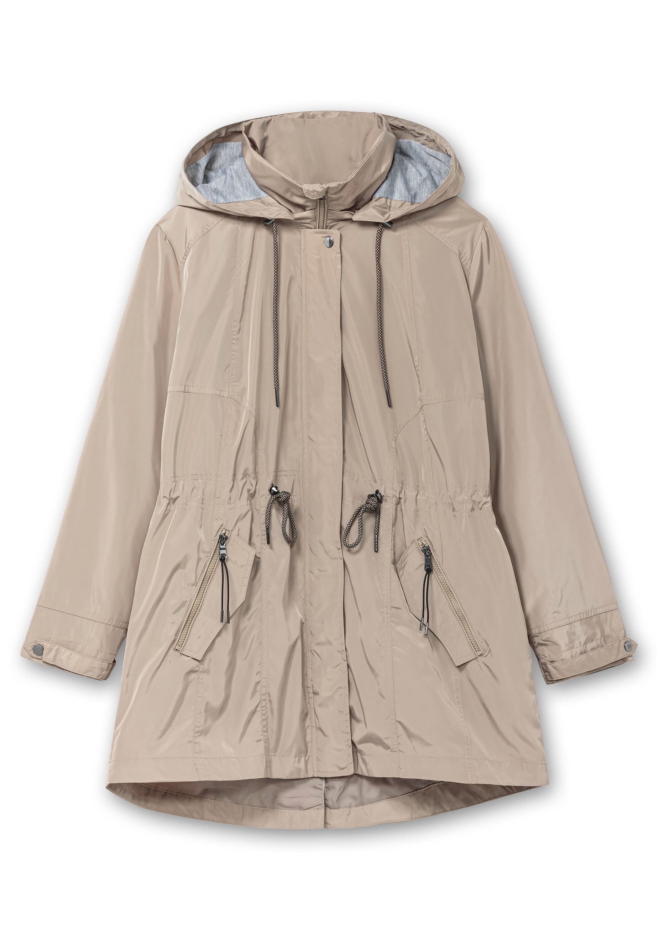 Sheego Parka »Parka in dezent schimmernder Optik«, mit Kapuze