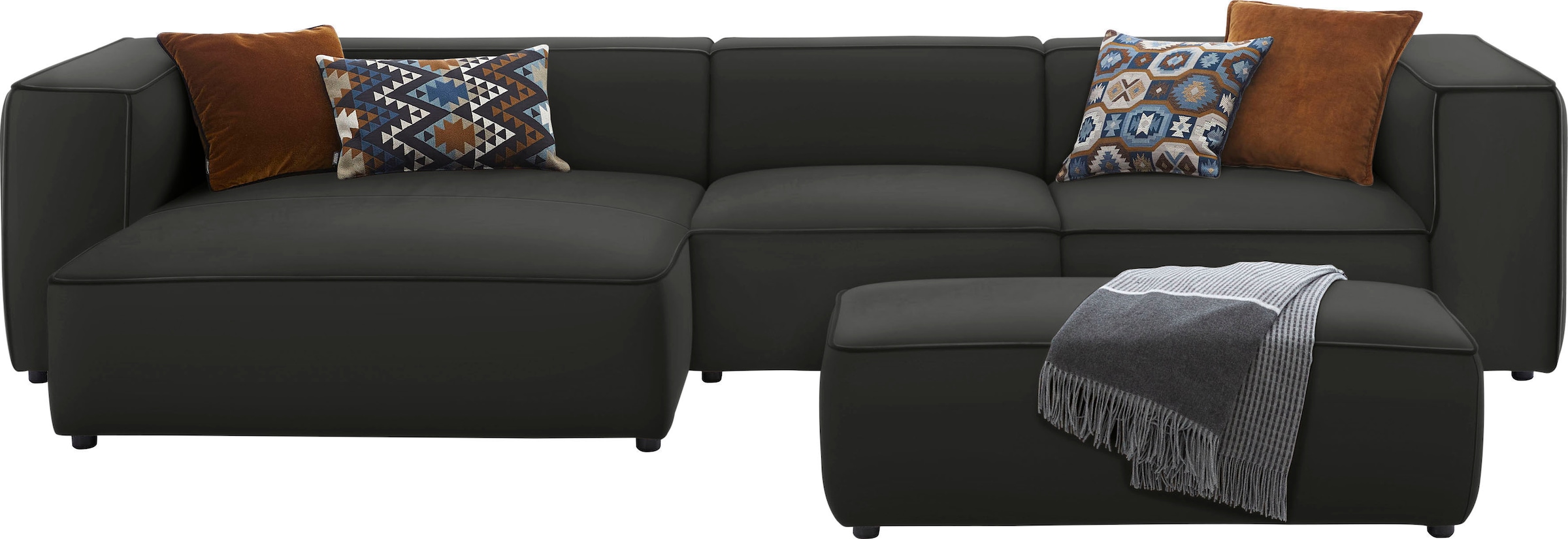 W.SCHILLIG Ecksofa »around-the-block«, mit eleganter Biese, mit Federkern, Breite 341 cm