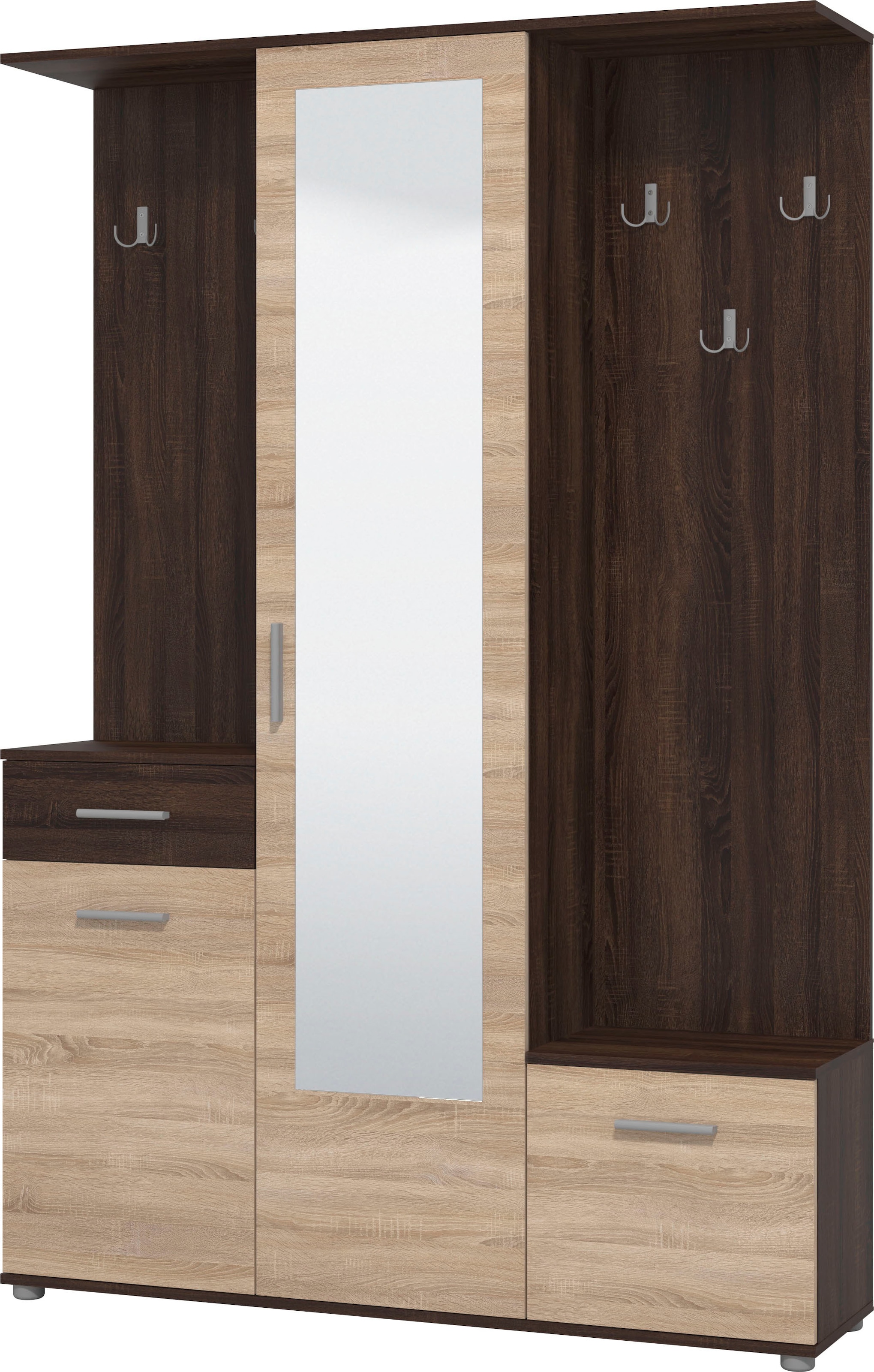 INOSIGN Kompaktgarderobe »Martin Flurgarderobe, Dielenschrank, Flurmöbel, Breite 134 cm«, Schuhschrank, mit Spiegel, in modernen Farben, mit 10 Haken