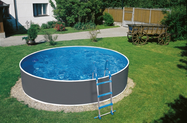 KONIFERA Rundpool »Standard«, (Set, 10 tlg.), Mit Stanzung in der Stahlwand für Einbauskimmer und Einlaufdüse