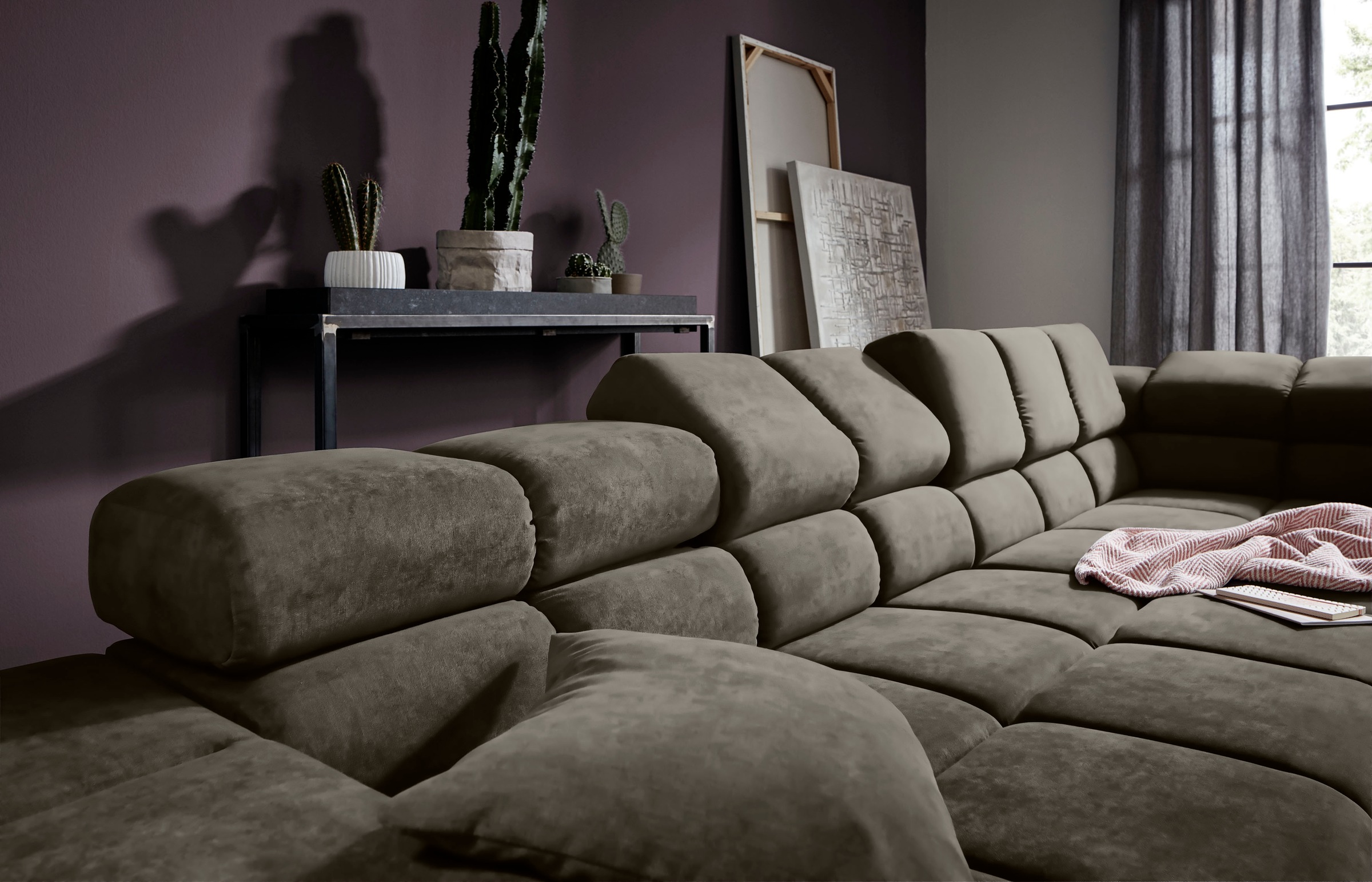 INOSIGN Ecksofa »Ancona incl. Kopfteilverstellung, Breite 319cm, L-Form«, wahlweise motorische Sitztiefenverstellung, auch in Cord + Easy Care