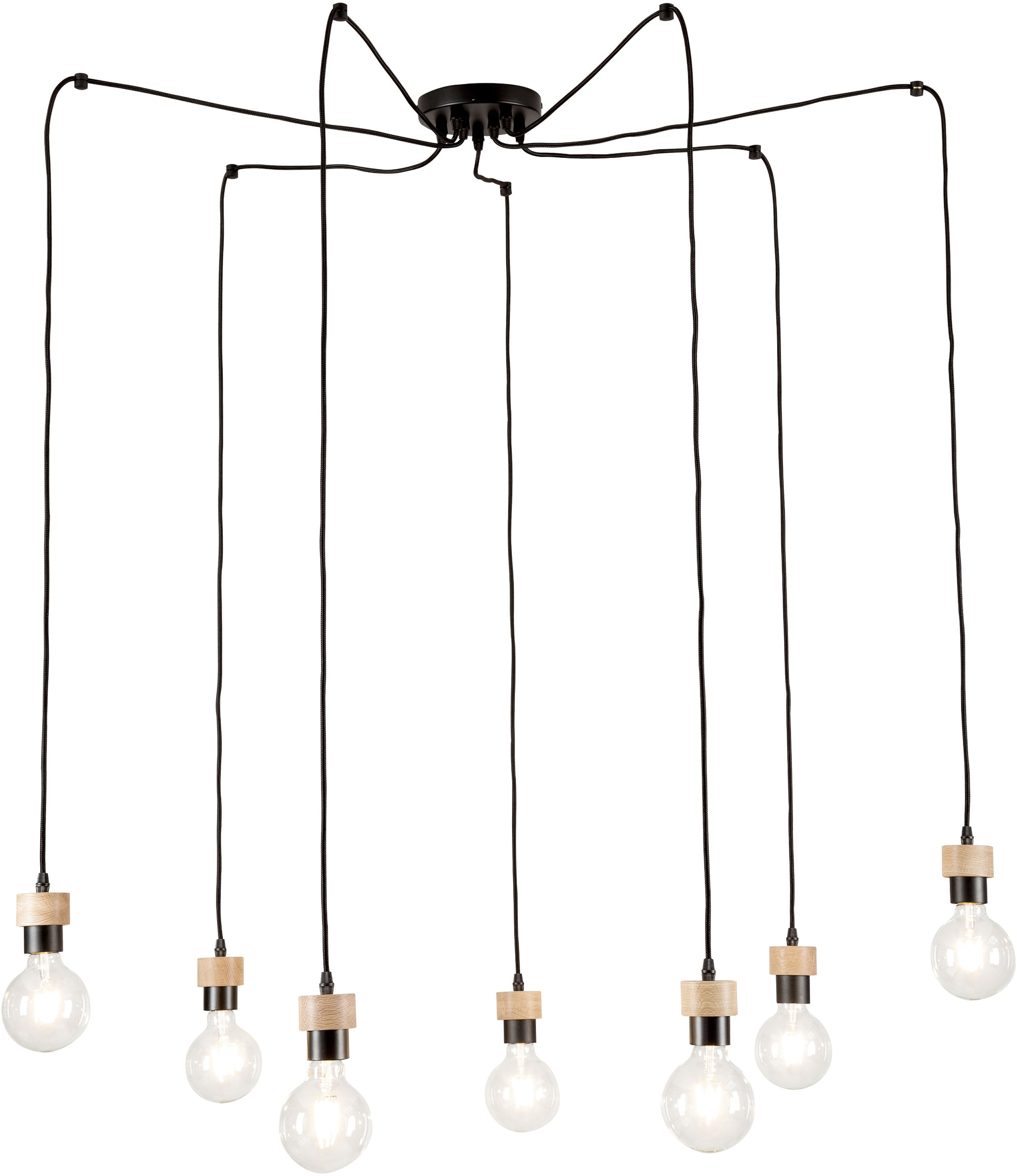 BRITOP LIGHTING Pendelleuchte »CLARTE«, 7 flammig, Leuchtmittel E27 | Leuchtmittel wechselbar-ohne Leuchtmittel, Naturprodukt aus Eichenholz