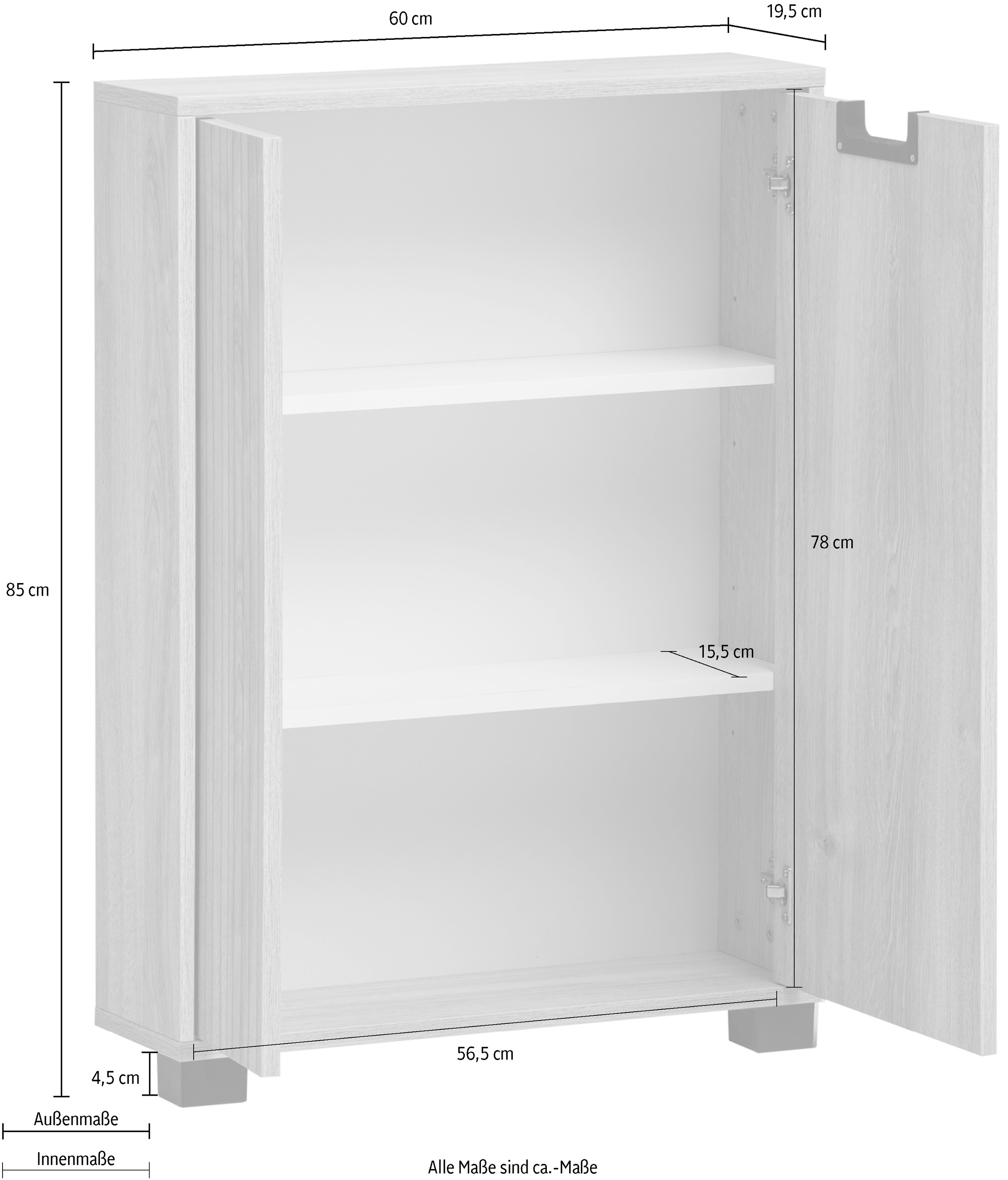 Schildmeyer Stauraumschrank »Emmik, Breite 60 cm, platzsparend, verstellbare Einlegeböden«, Made in Germany