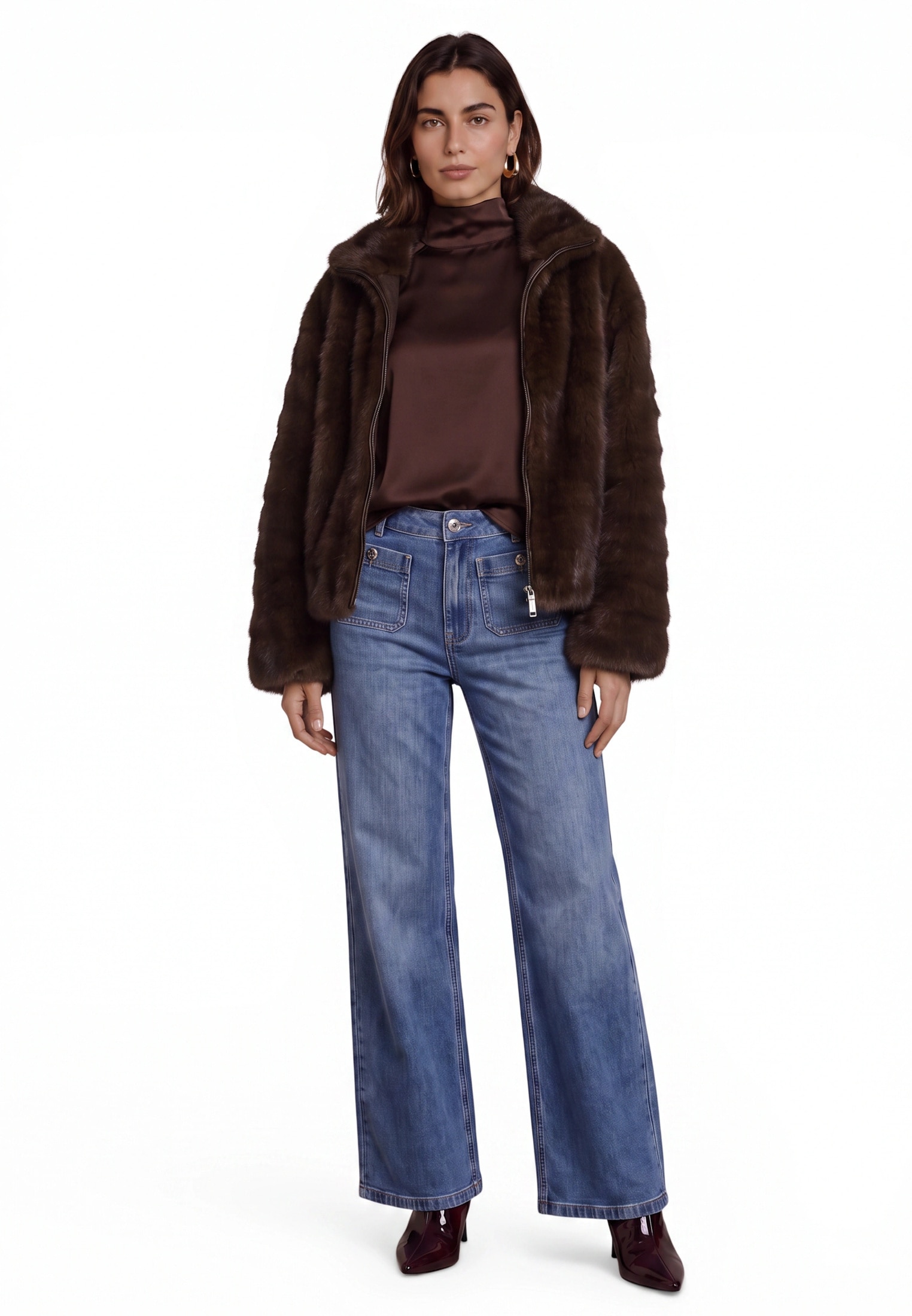 Zero Stoffhose »Basic-Jeans mit aufgesetzten Taschen«