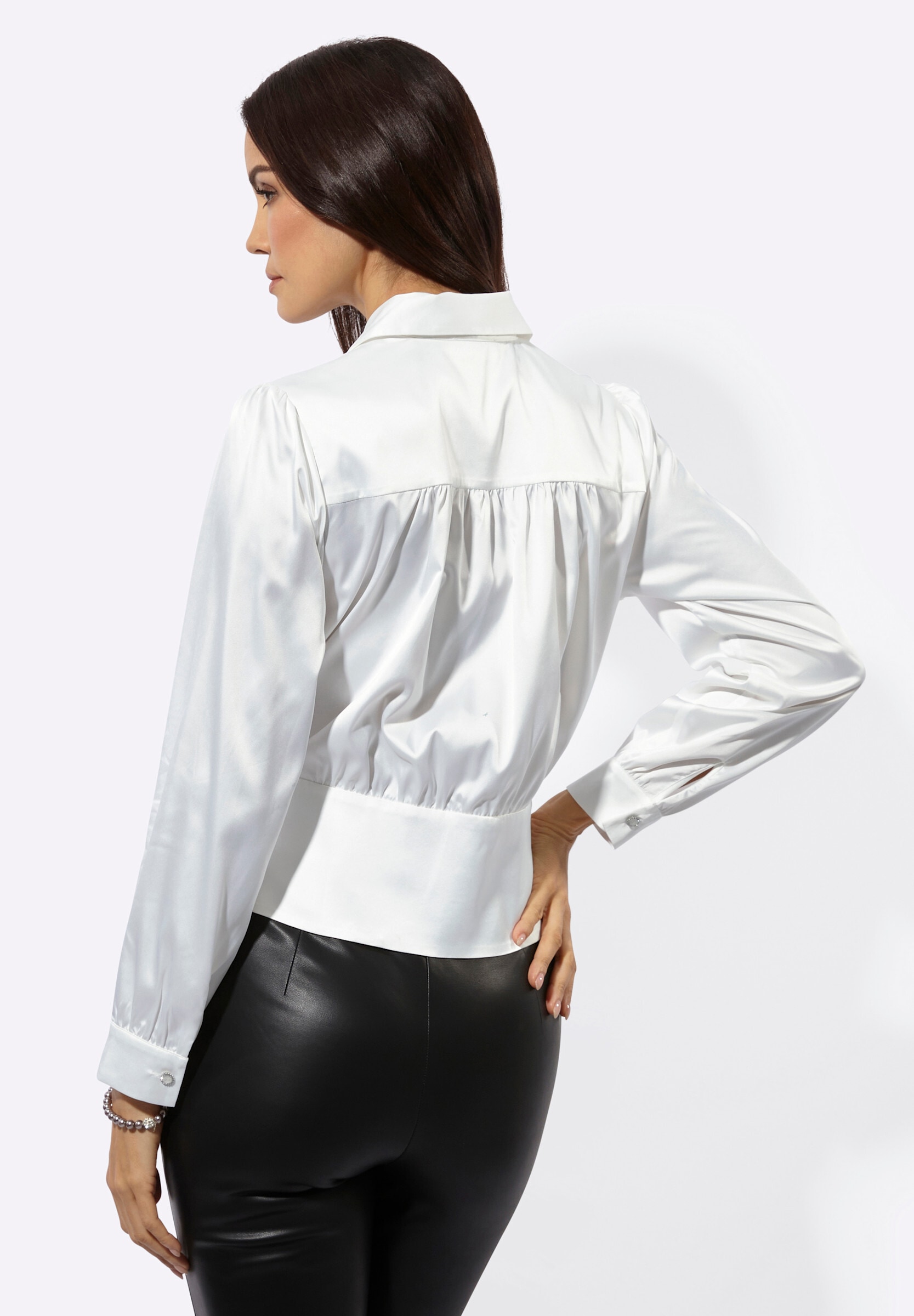 creation L Klassische Bluse »Satin-Bluse Satinbluse mit Hemdkragen«