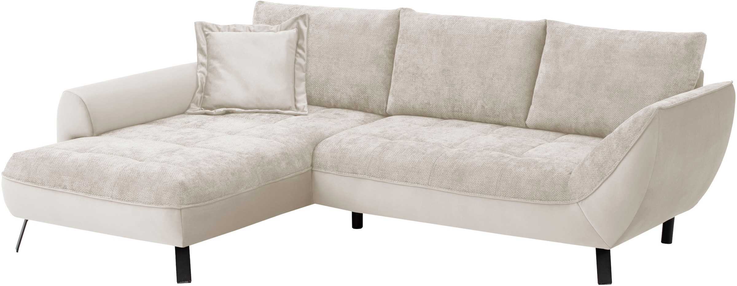 exxpo - sofa fashion Ecksofa »Bellinii, Materialmix, Strukturbezug und pflegeleichter Microvelours«, bequem und modern, Materialmix, L-Form