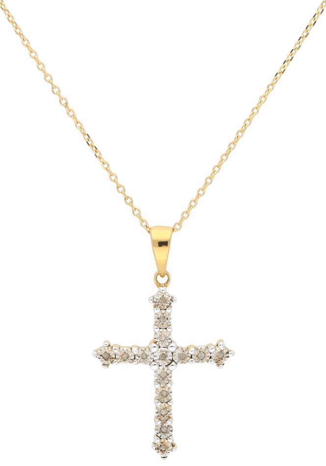 Firetti Kreuzkette »Schmuck Geschenk Halsschmuck Halskette Silberkette Kreuz«, mit Diamanten
