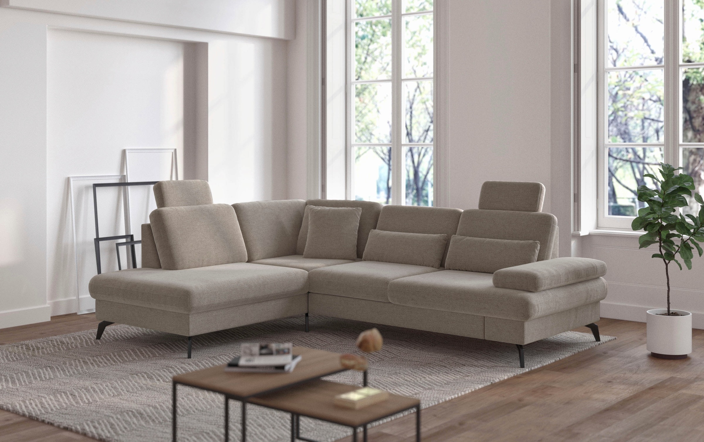 sit&more Ecksofa »Morris L-Form, inkl. Sitztiefenverstellung«, wahlweise mit Armteilverstellung, Bettfunktion & Bettkasten