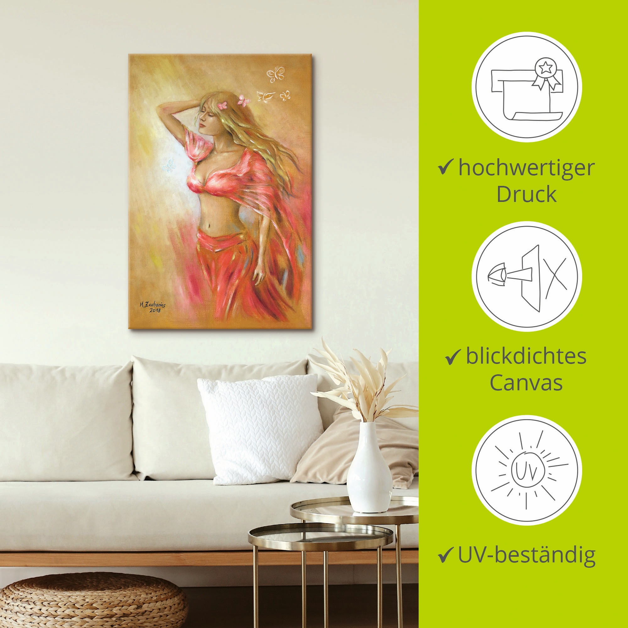 Artland Wandbild »Verführerisches Mädchen im roten Kleid«, Frau, (1 St.), als Leinwandbild, Poster in verschied. Größen