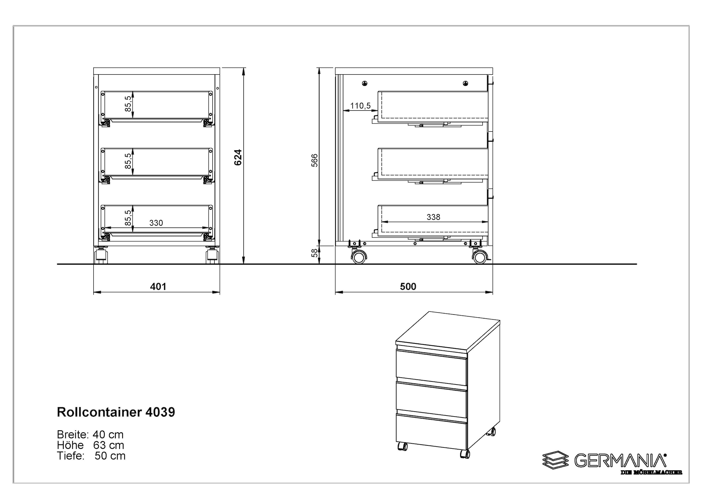 GERMANIA Rollcontainer »Lemont«, mit feststellbaren Laufrollen