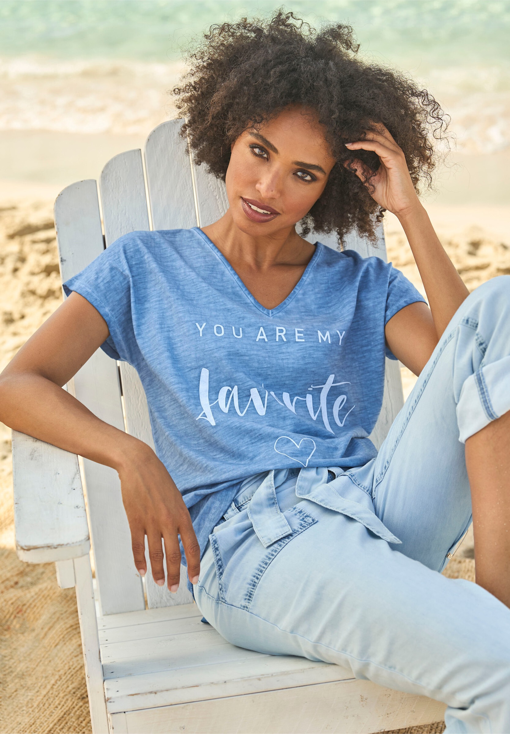 heine T-Shirt »Shirt Print-Shirt mit Oil-dyed-Waschung«
