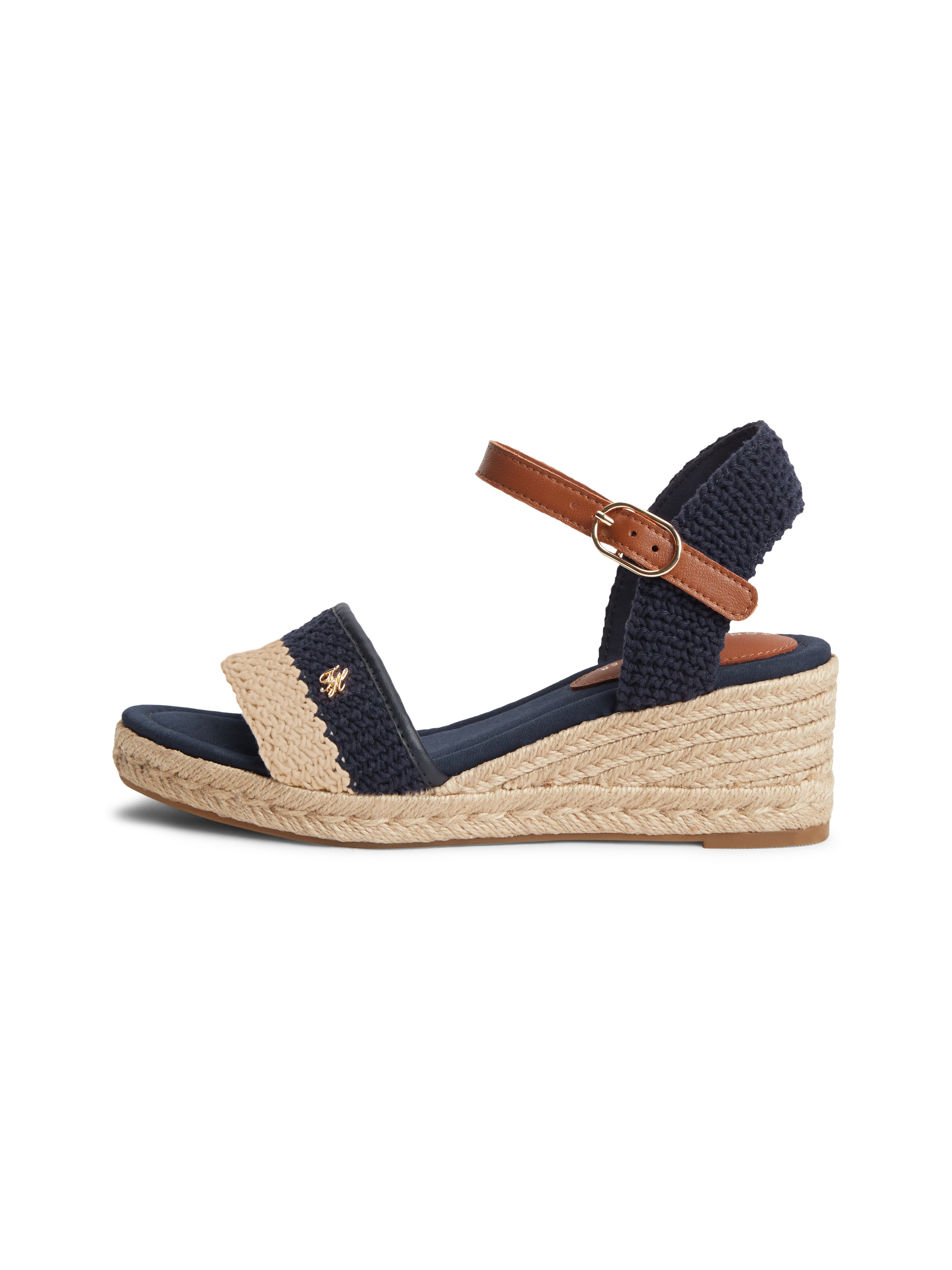 Tommy Hilfiger Keilsandalette »TH MID ESPAD WEDGE CROCHET«  Sommerschuh, Riemchensandale in sommerlicher Häkel-Optik